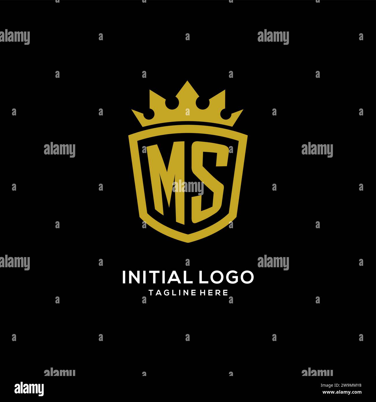Initial MS logo shield crown style, luxury elegant monogram logo design