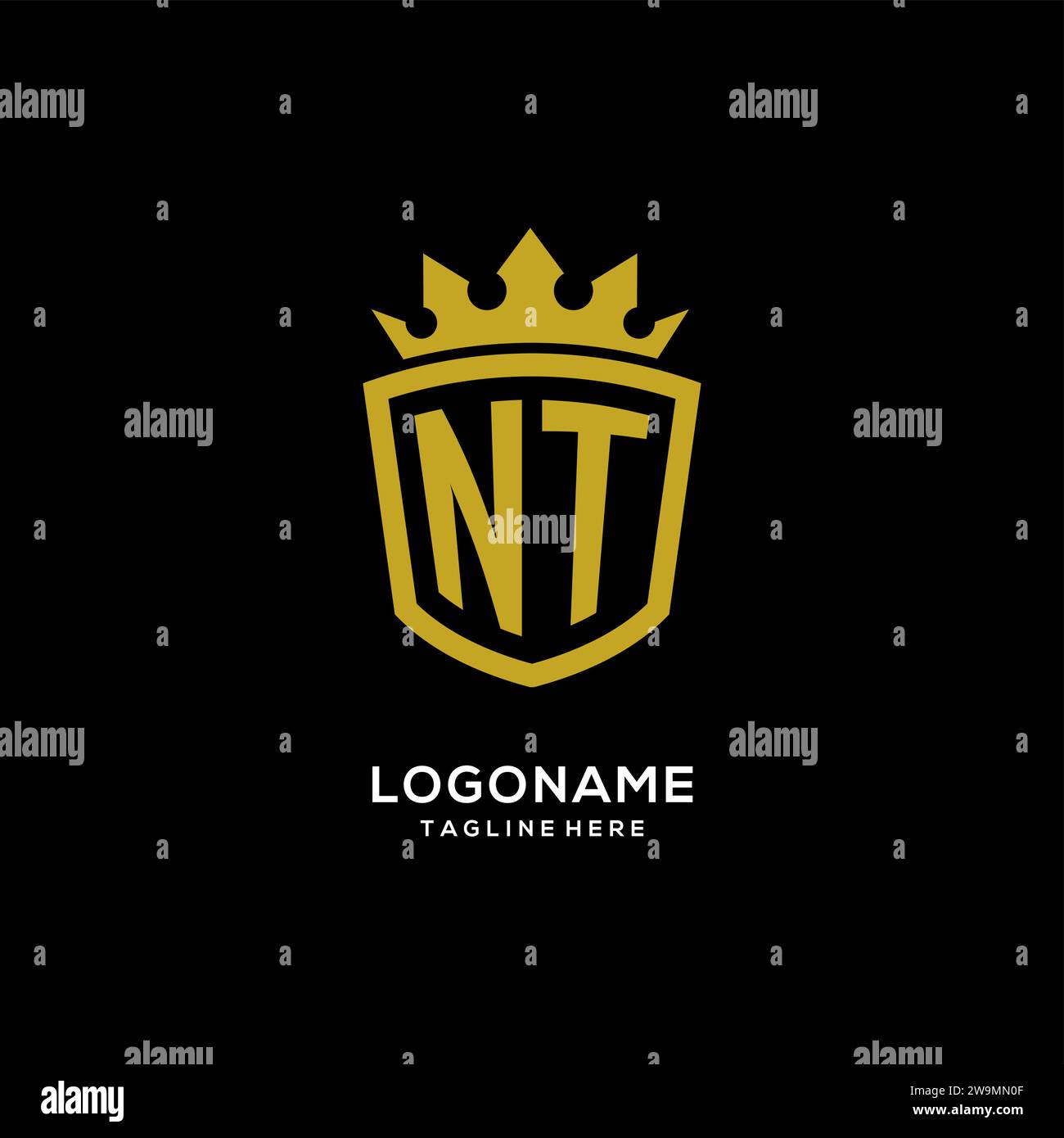 Initial NT logo shield crown style, luxury elegant monogram logo design vector graphic Stock Vector