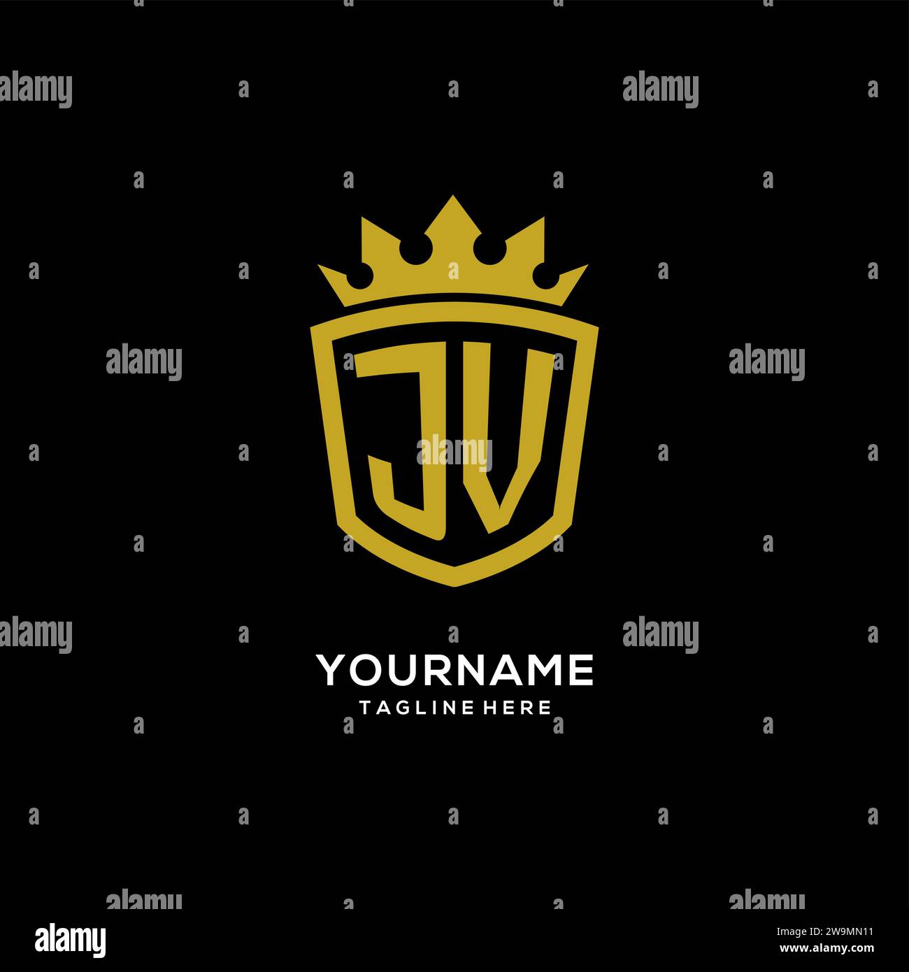 Initial JV logo shield crown style, luxury elegant monogram logo design vector graphic Stock Vector