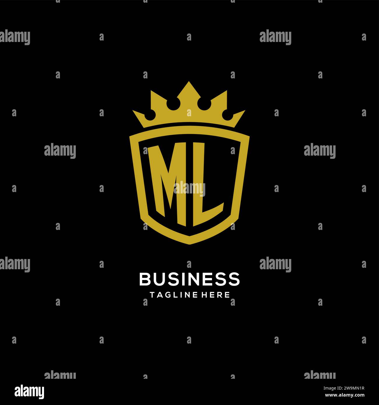 Initial ML logo shield crown style, luxury elegant monogram logo design vector graphic Stock Vector