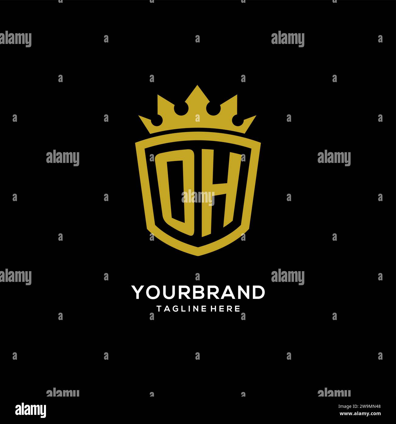 Initial OH logo shield crown style, luxury elegant monogram logo design vector graphic Stock Vector
