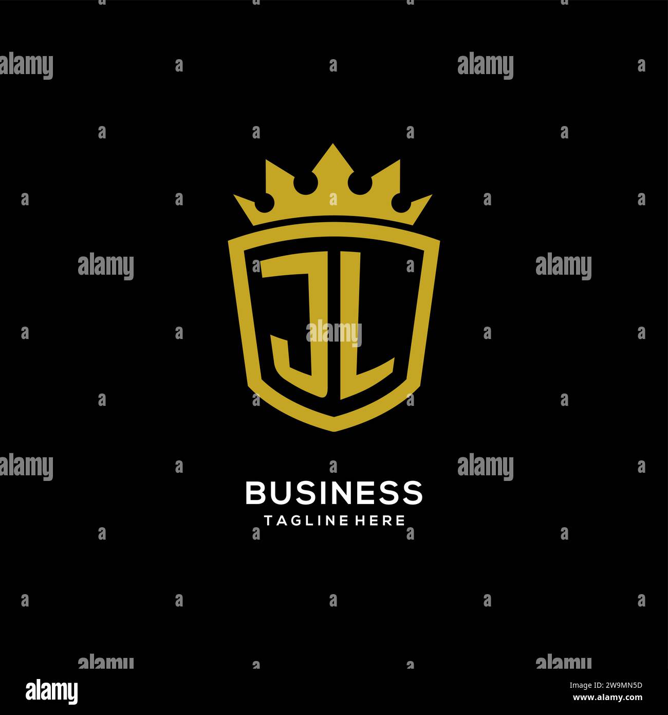 Initial JL logo shield crown style, luxury elegant monogram logo design vector graphic Stock Vector