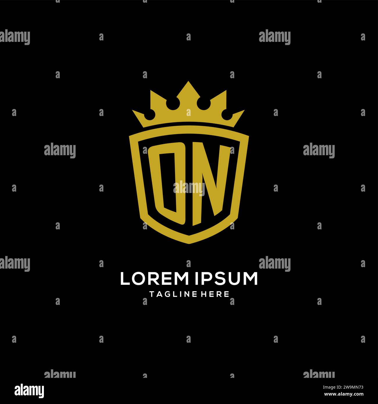 Initial ON logo shield crown style, luxury elegant monogram logo design vector graphic Stock Vector