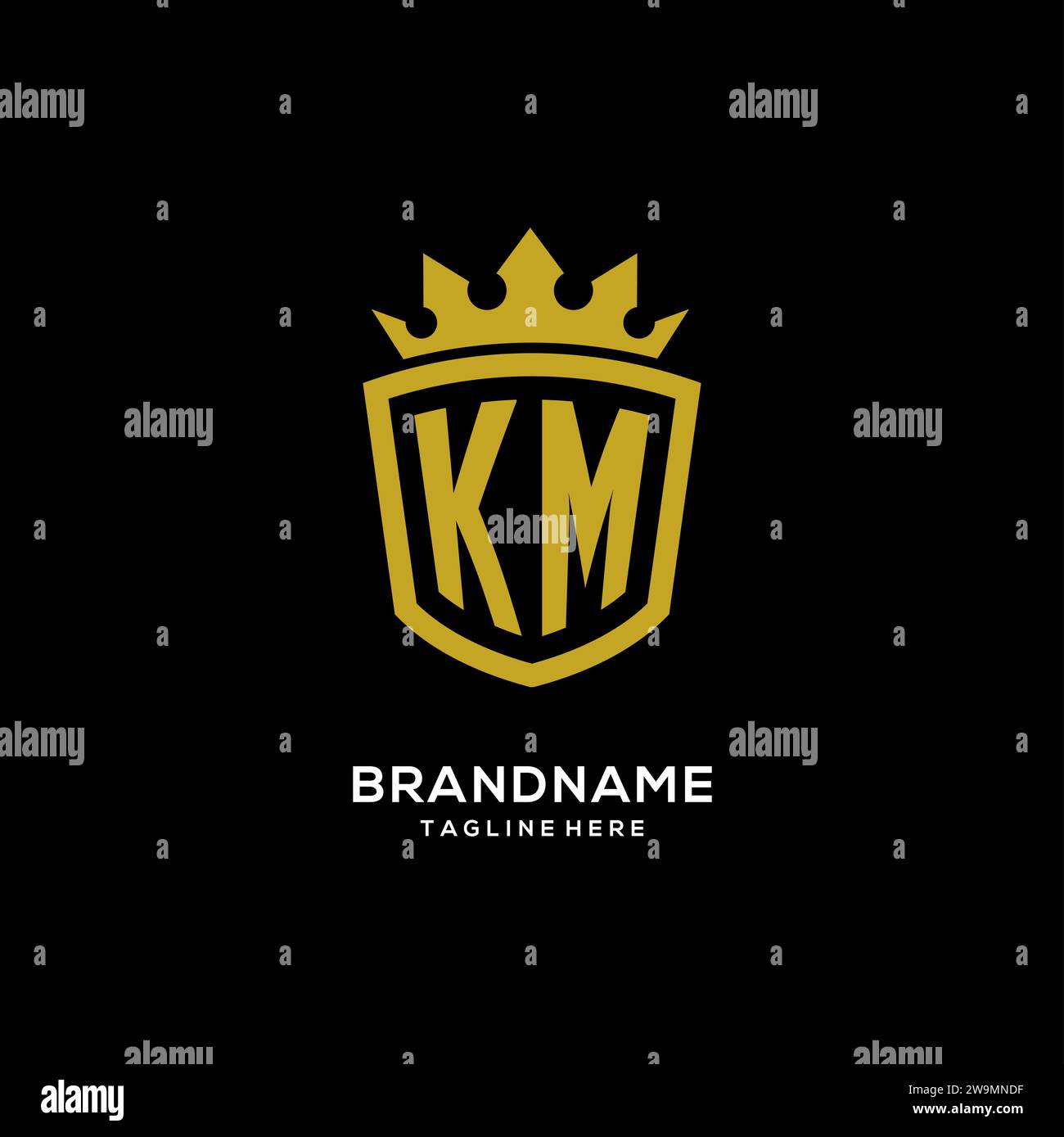 Initial KM logo shield crown style, luxury elegant monogram logo design vector graphic Stock Vector