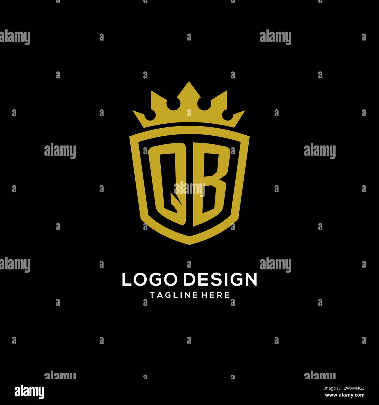 Initial QB logo shield crown style, luxury elegant monogram logo design vector graphic Stock Vector