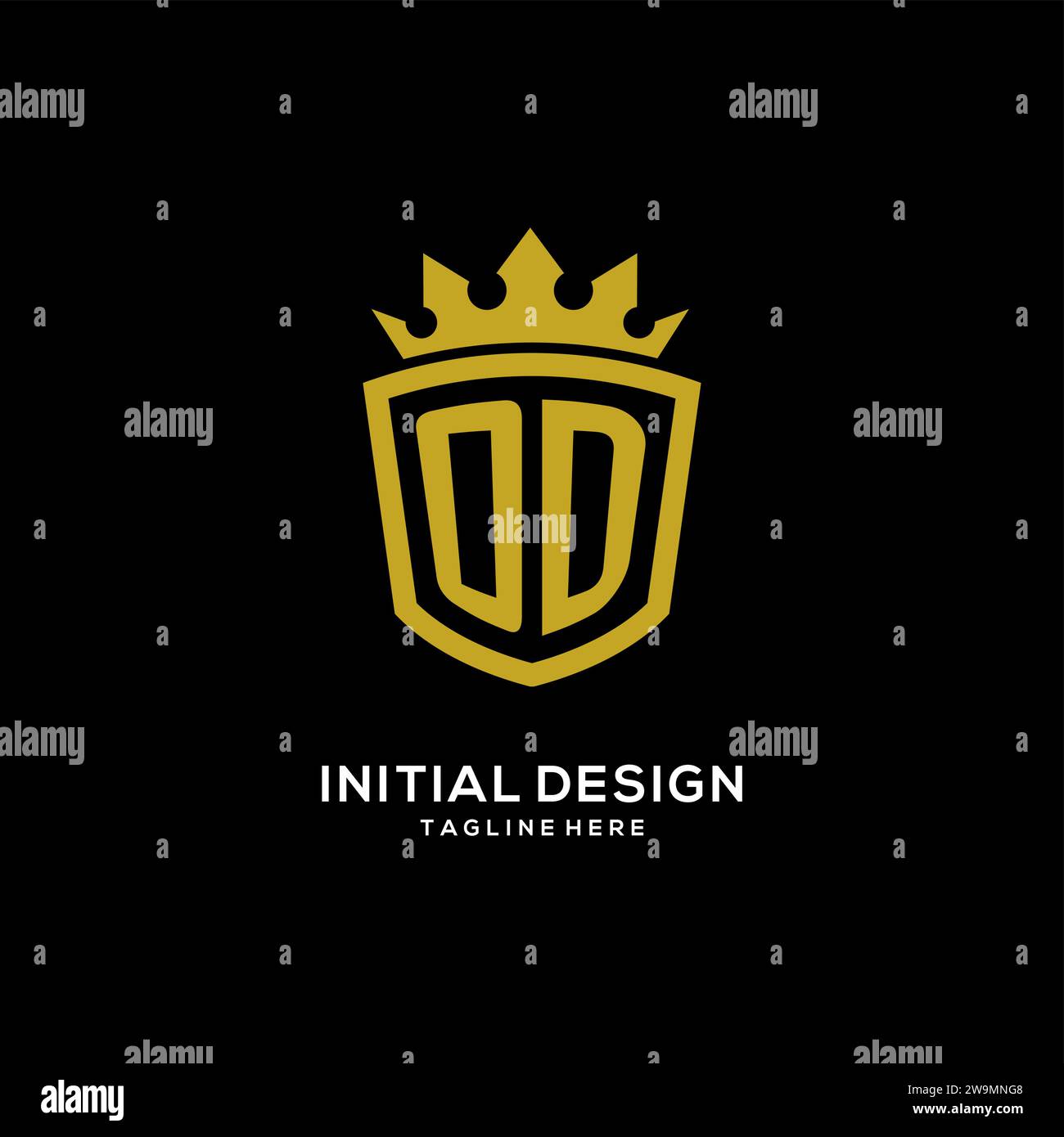 Initial OD logo shield crown style, luxury elegant monogram logo design vector graphic Stock Vector