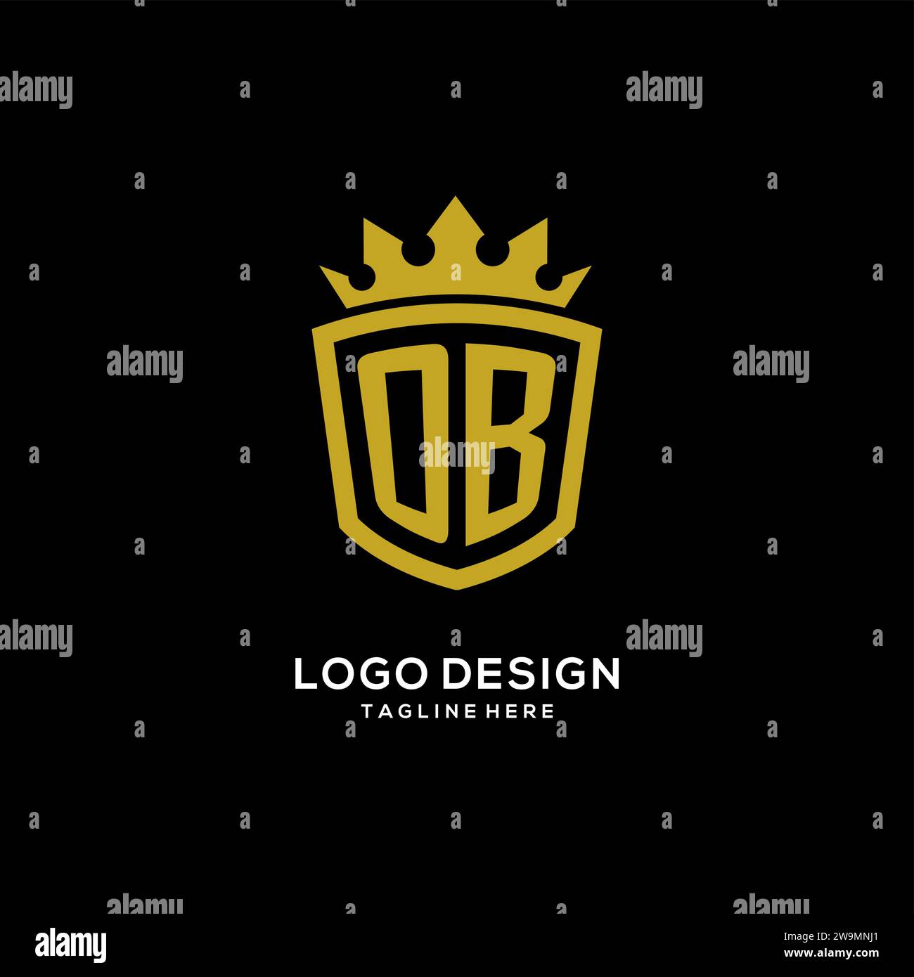 Initial OB logo shield crown style, luxury elegant monogram logo design vector graphic Stock Vector
