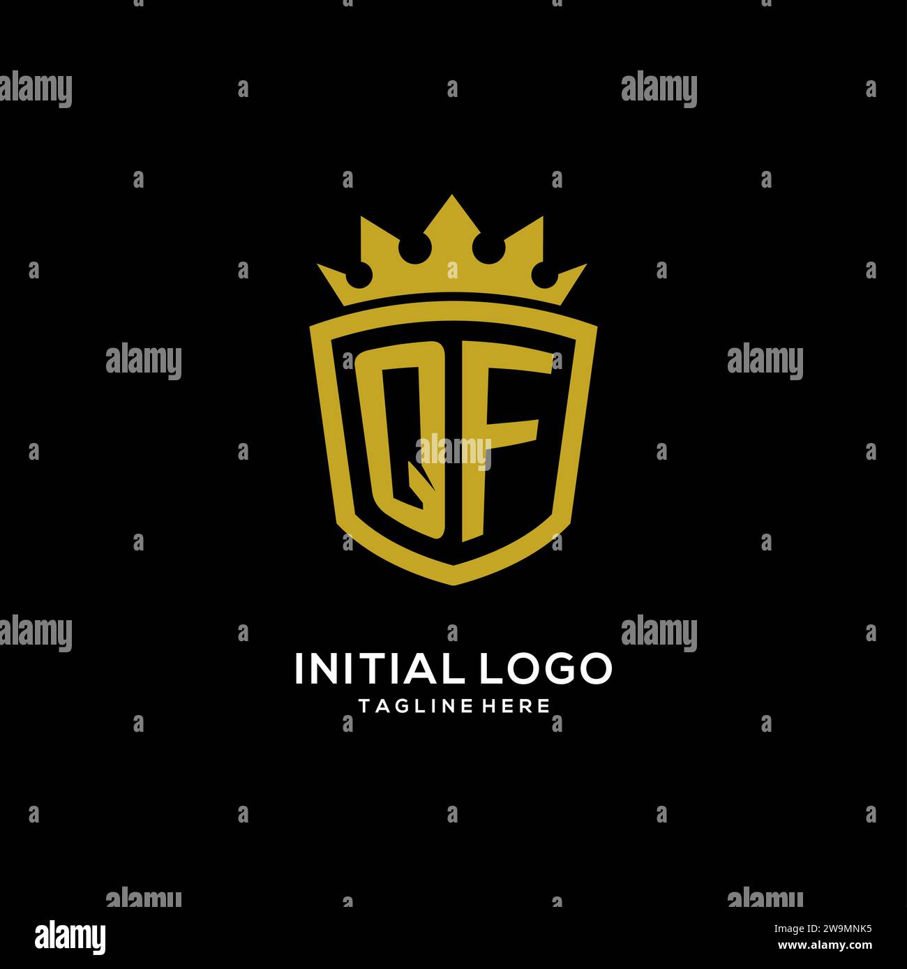 Initial QF logo shield crown style, luxury elegant monogram logo design vector graphic Stock Vector