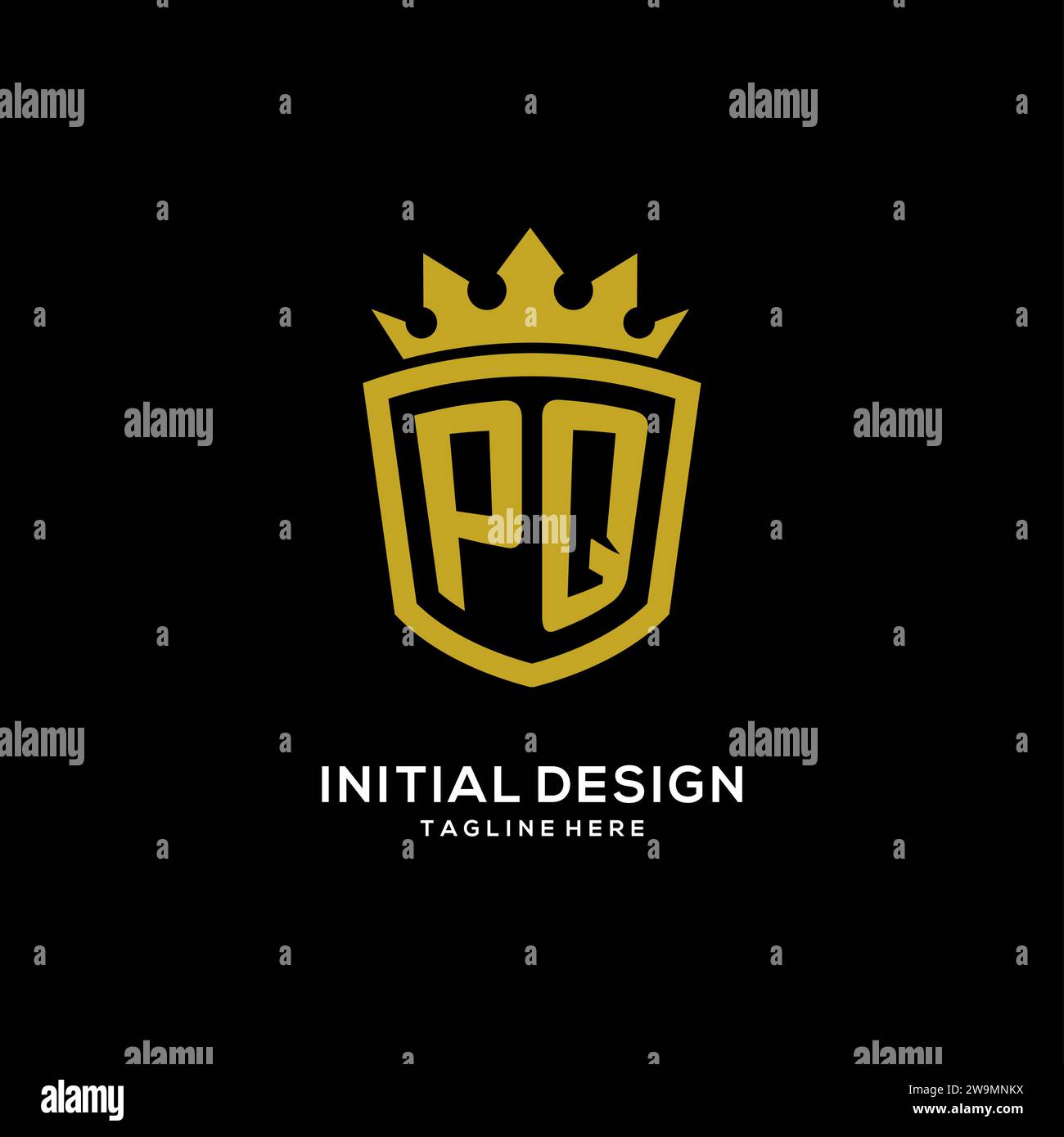 Initial PQ logo shield crown style, luxury elegant monogram logo design vector graphic Stock Vector