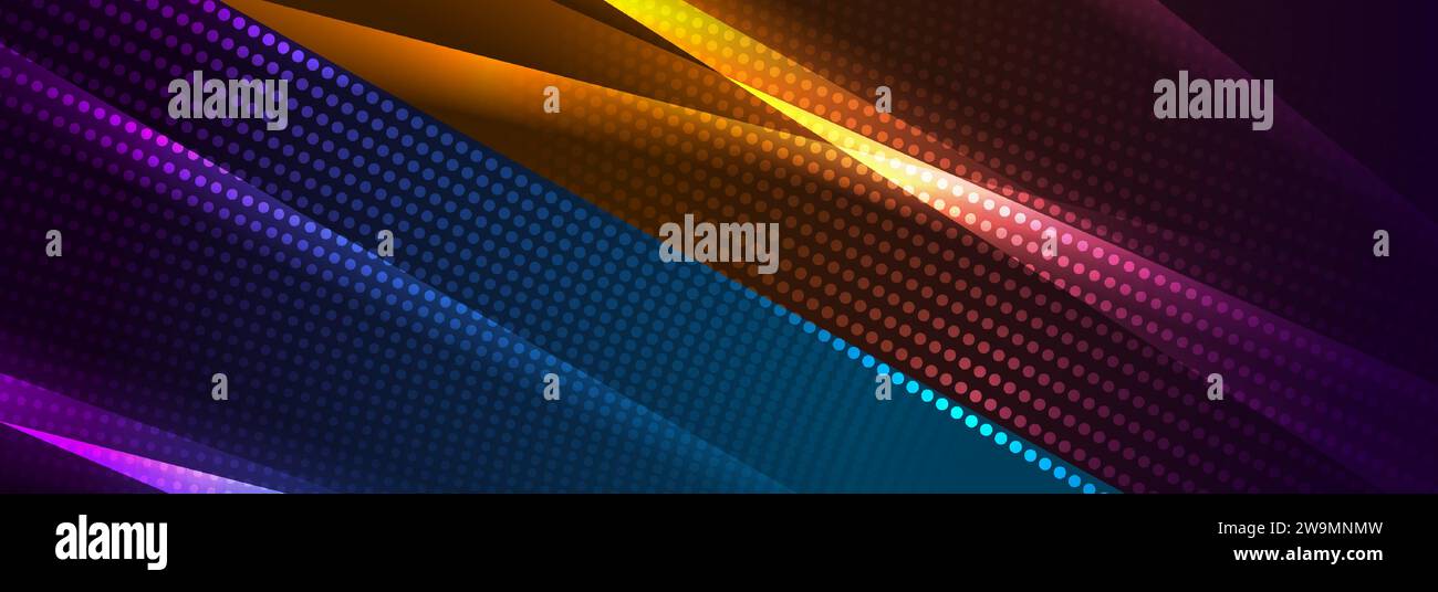 Colorful glowing stripes and dots abstract background. Vector banner ...