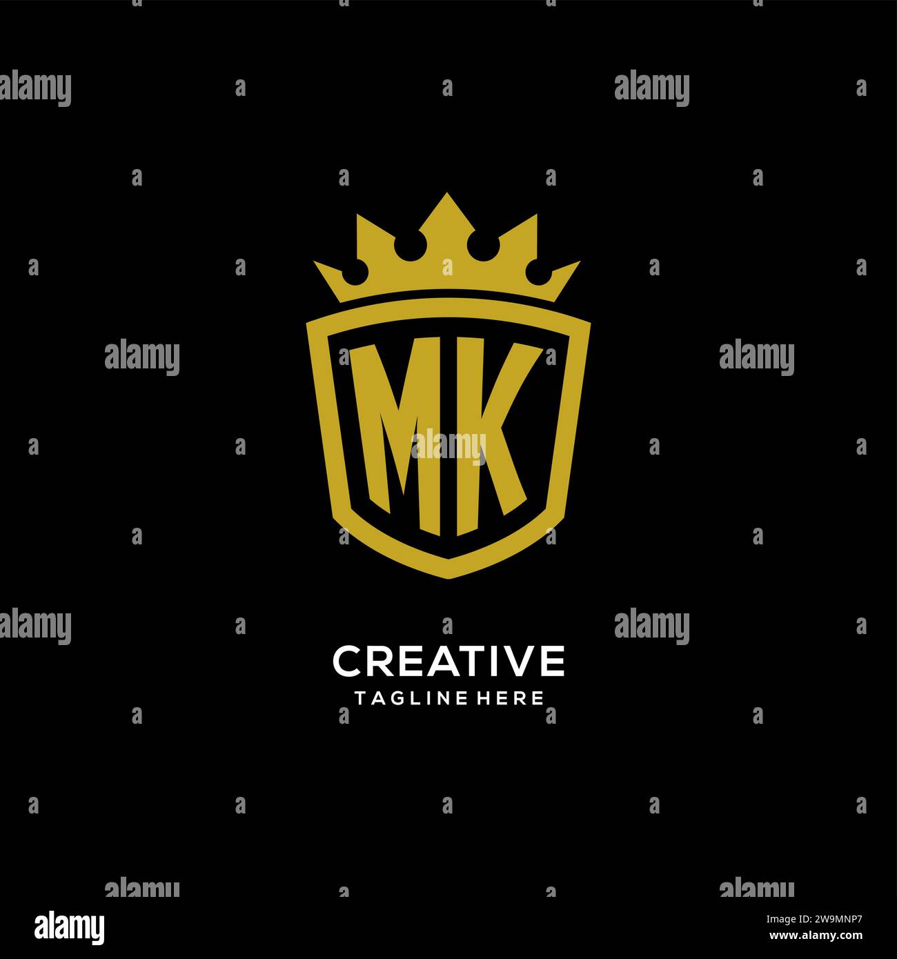 Initial MK logo shield crown style, luxury elegant monogram logo design