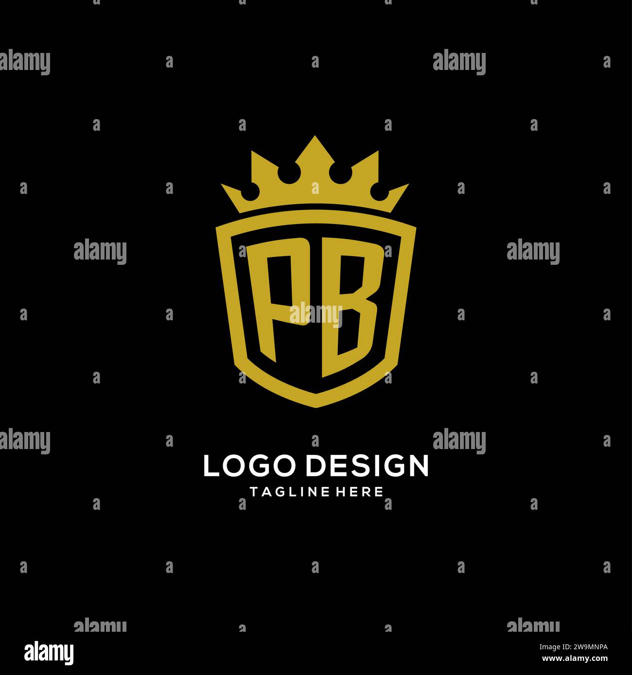 Initial PB logo shield crown style, luxury elegant monogram logo design vector graphic Stock Vector