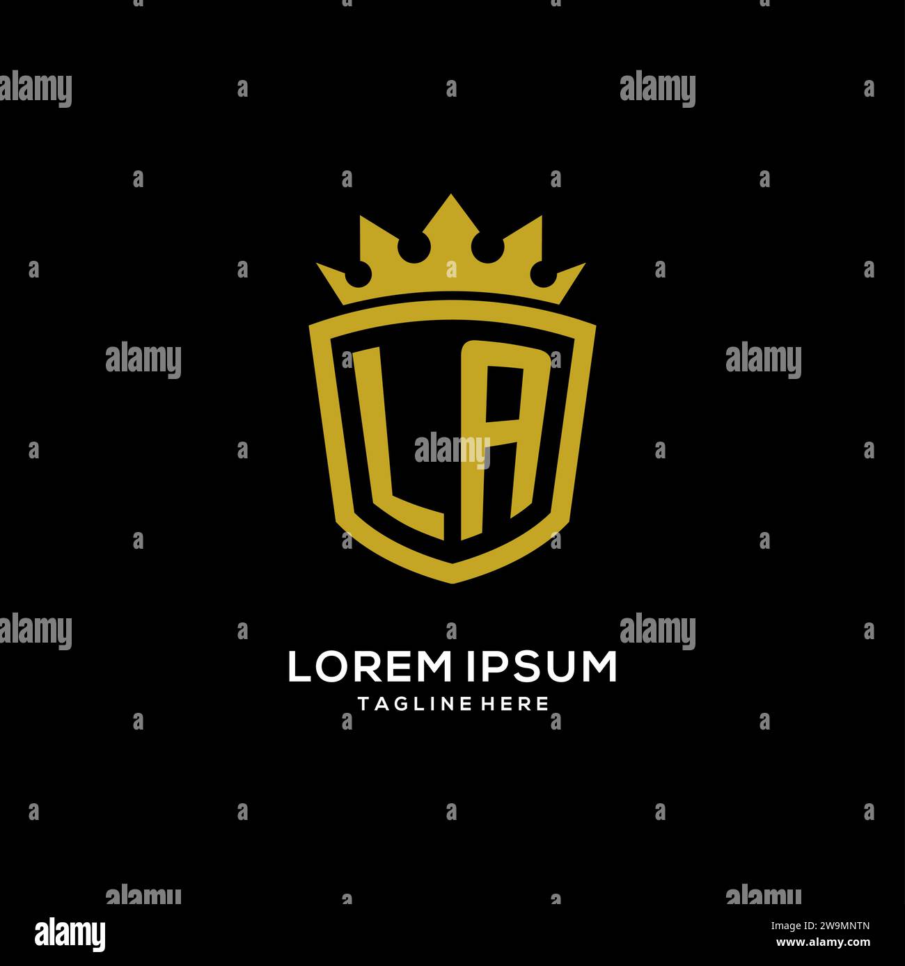 Initial LA logo shield crown style, luxury elegant monogram logo design vector graphic Stock Vector