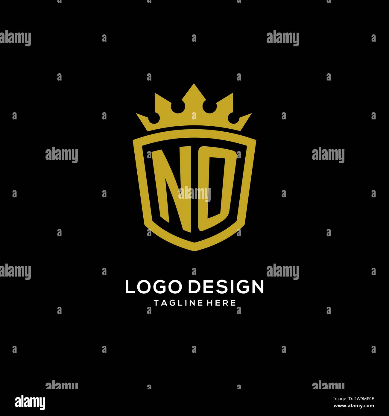 Initial NO logo shield crown style, luxury elegant monogram logo design vector graphic Stock Vector