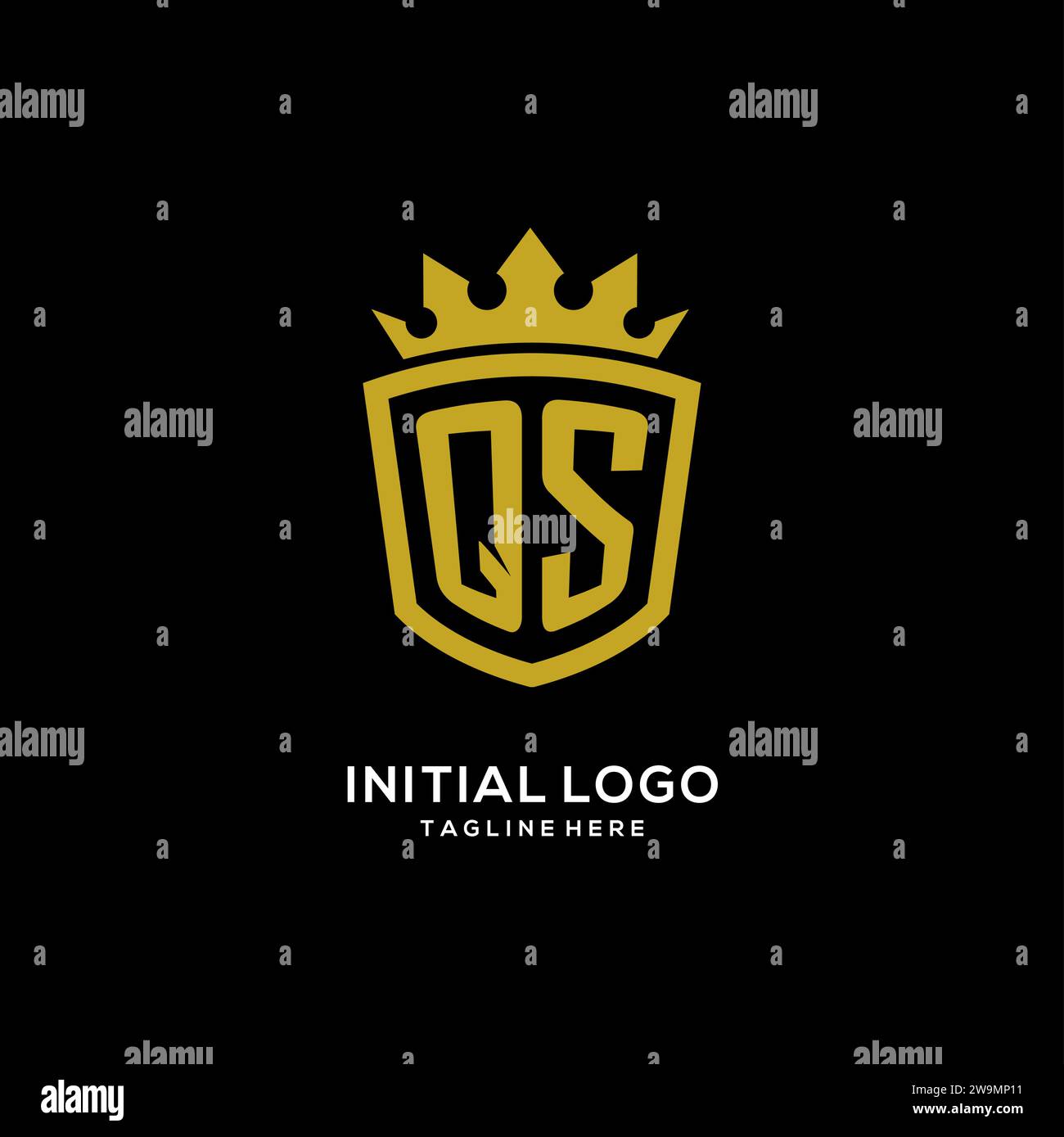 Initial QS logo shield crown style, luxury elegant monogram logo design vector graphic Stock Vector