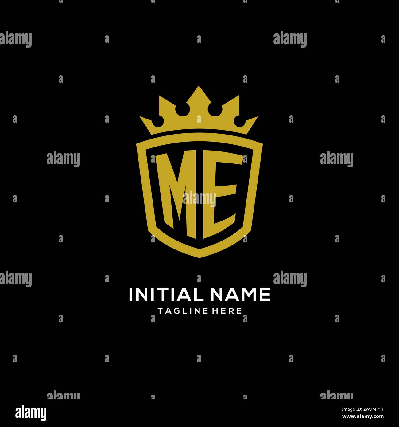 Initial ME logo shield crown style, luxury elegant monogram logo design vector graphic Stock Vector