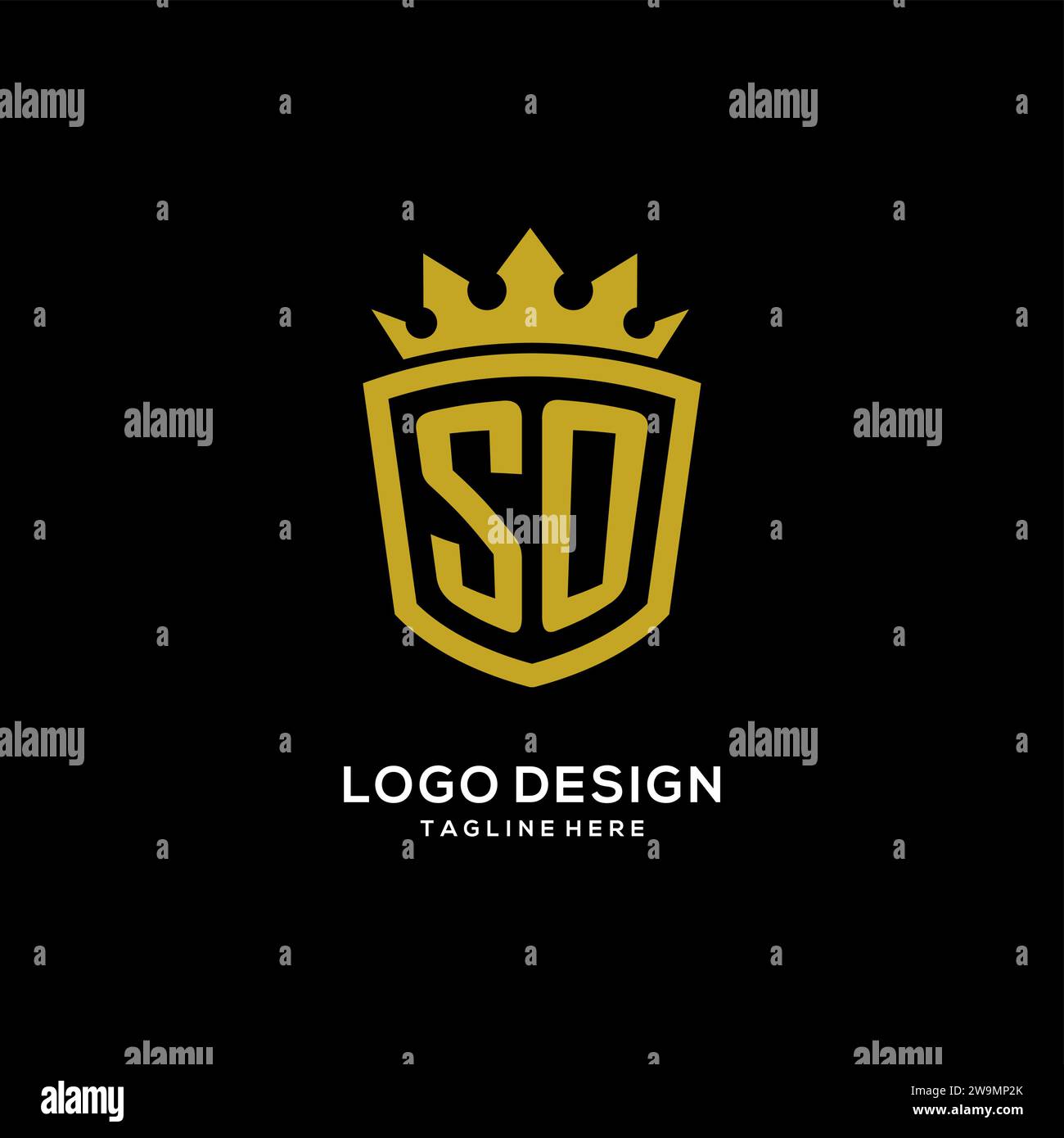 Initial SO logo shield crown style, luxury elegant monogram logo design vector graphic Stock Vector