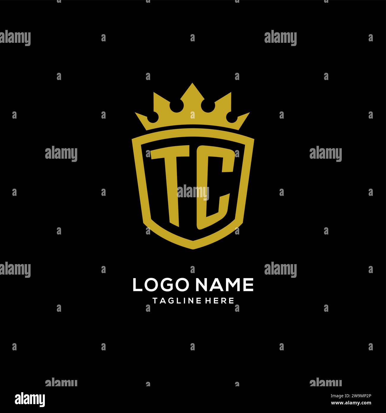 Initial TC logo shield crown style, luxury elegant monogram logo design vector graphic Stock Vector