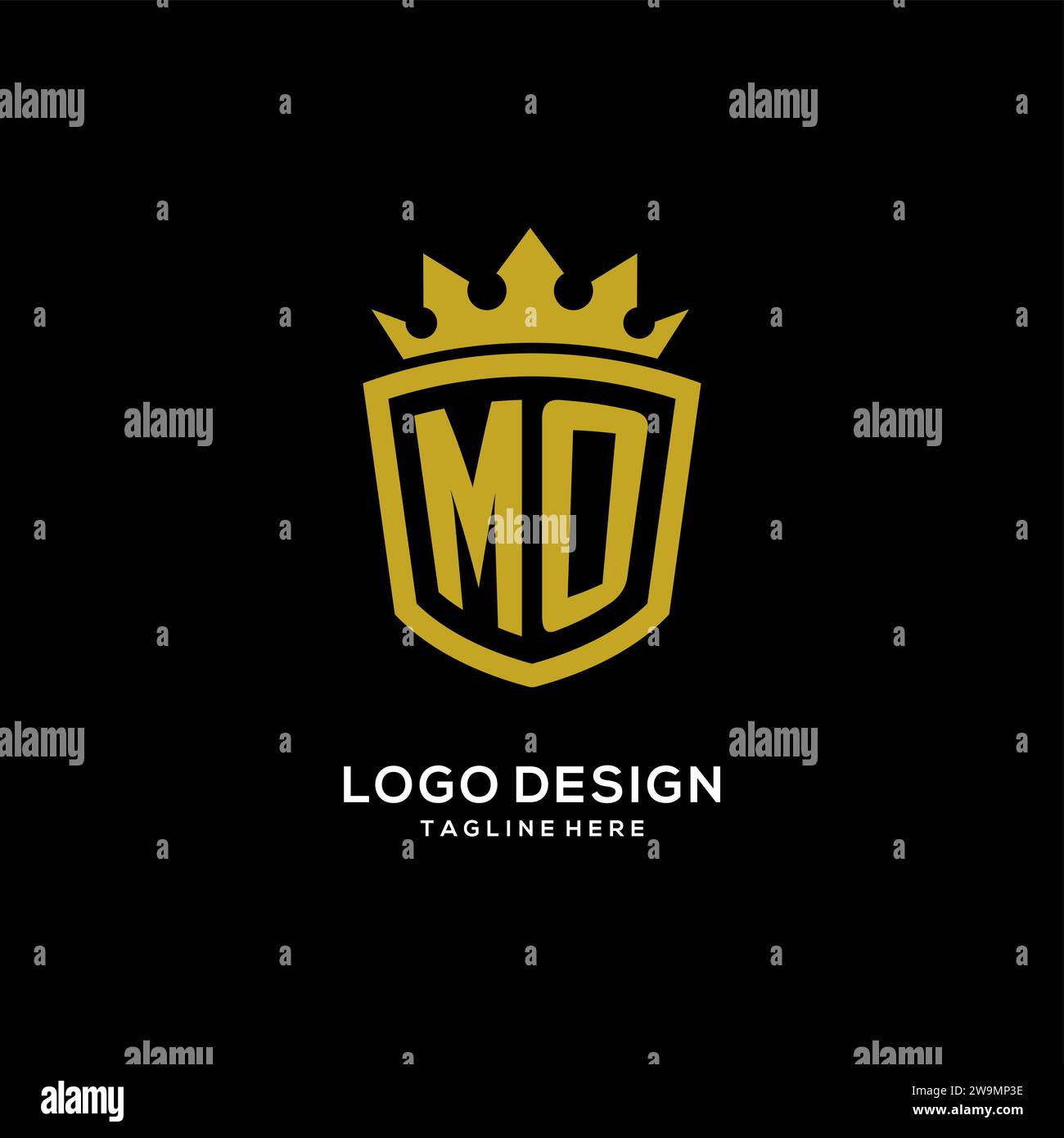 Initial MO logo shield crown style, luxury elegant monogram logo design vector graphic Stock Vector