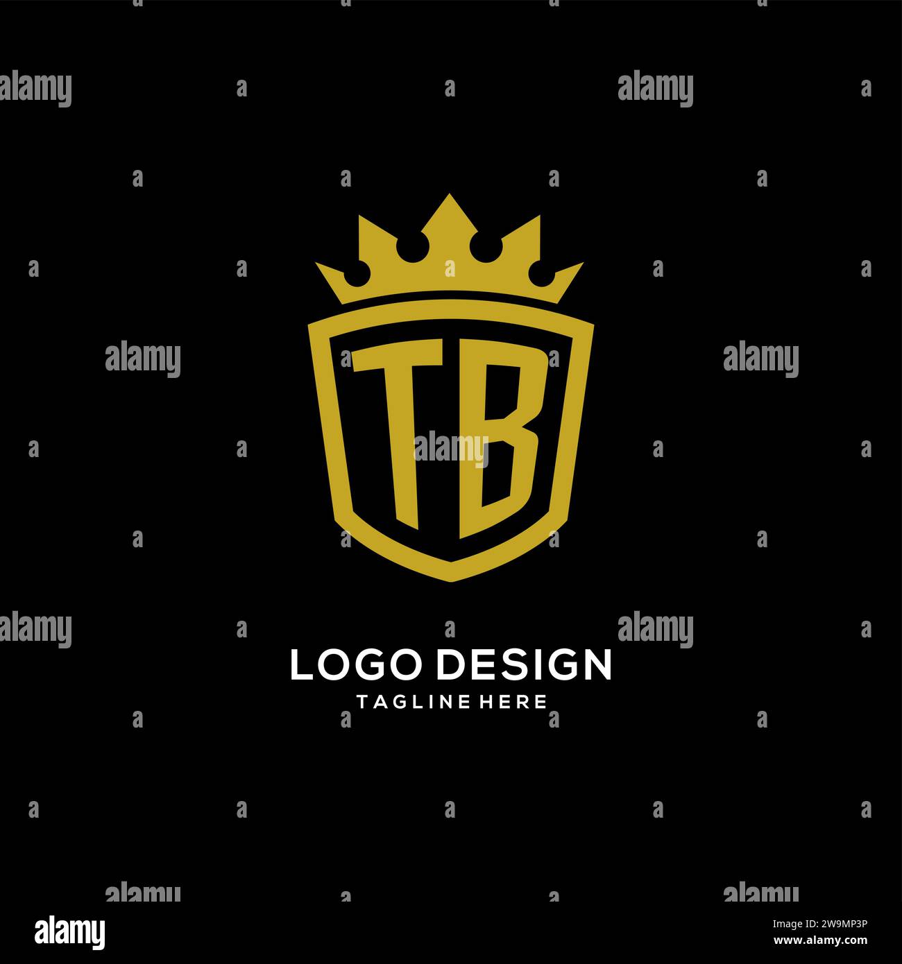 Initial TB logo shield crown style, luxury elegant monogram logo design vector graphic Stock Vector