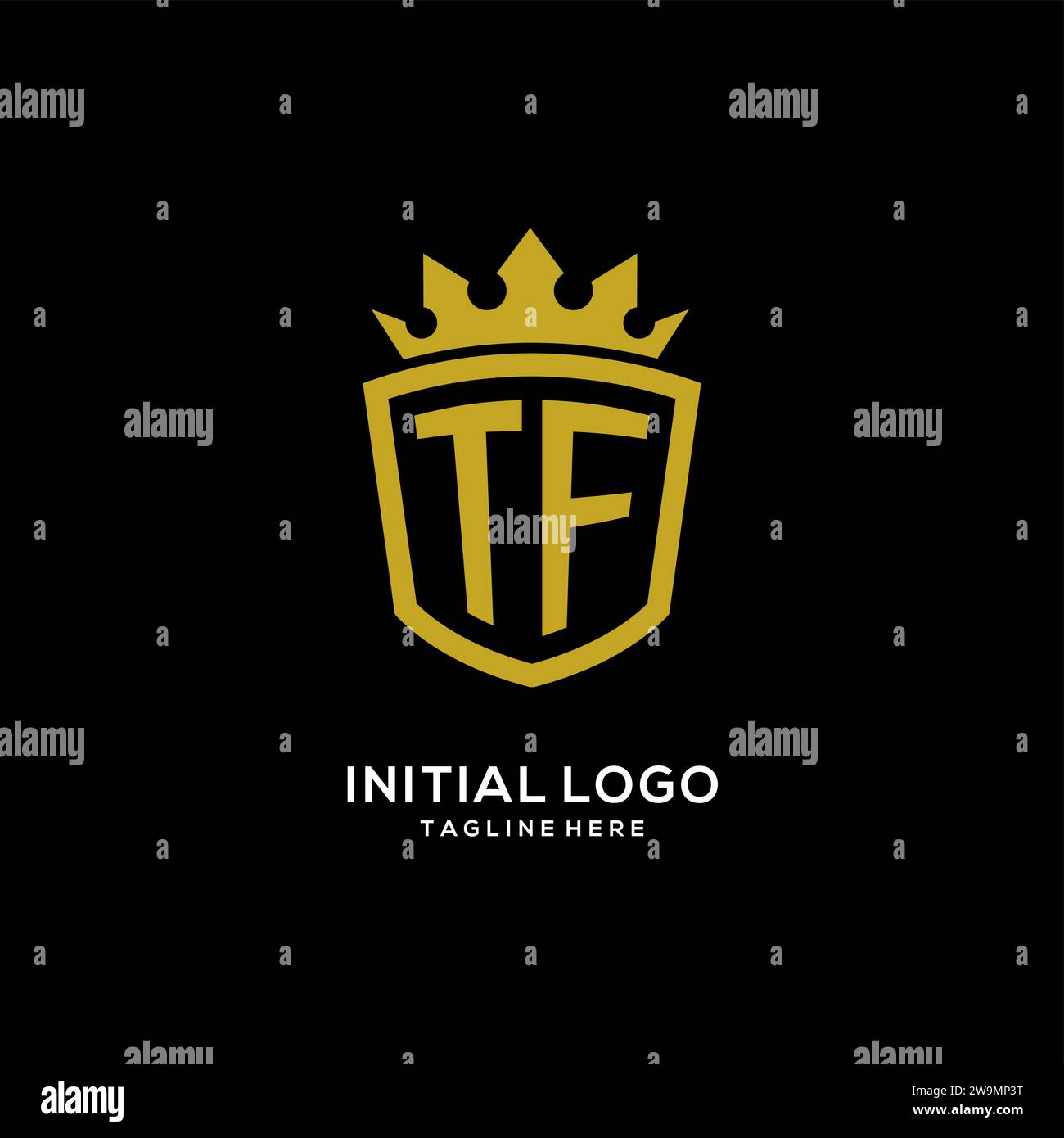 Initial TF logo shield crown style, luxury elegant monogram logo design vector graphic Stock Vector