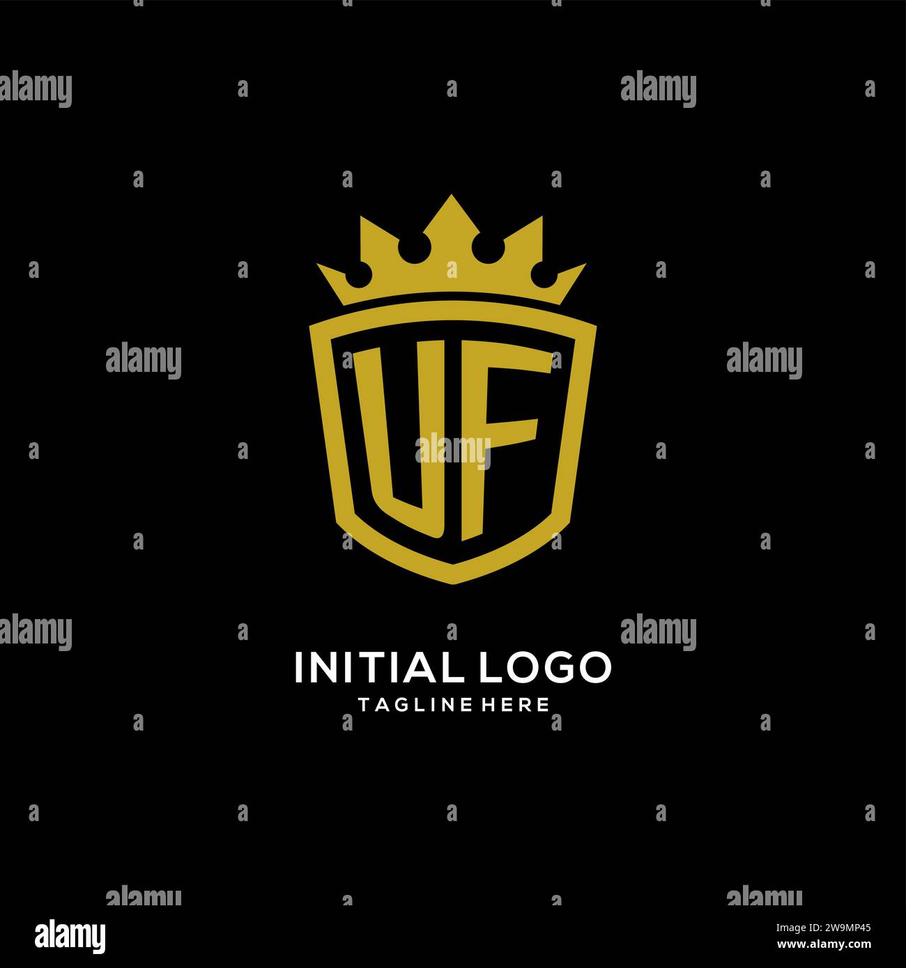 Initial UF logo shield crown style, luxury elegant monogram logo design vector graphic Stock Vector