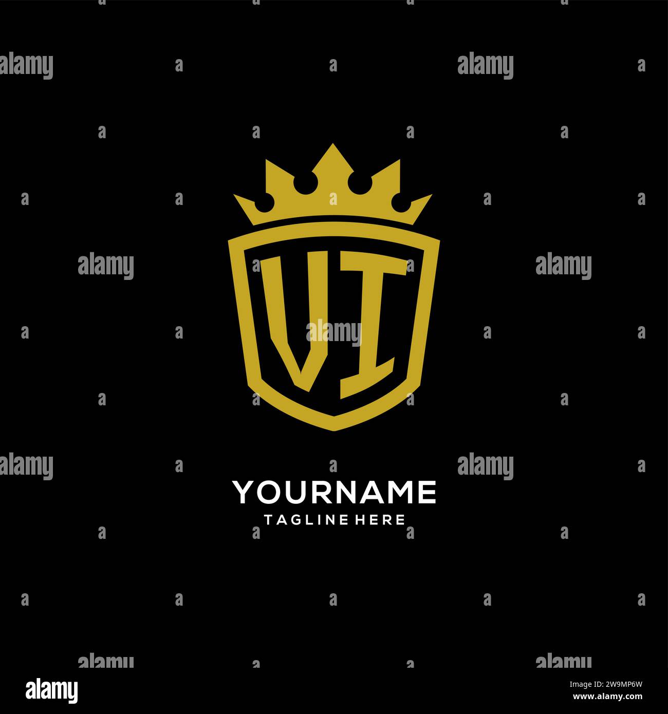 Initial VI logo shield crown style, luxury elegant monogram logo design vector graphic Stock Vector