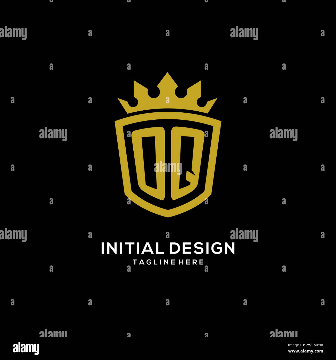Initial OQ logo shield crown style, luxury elegant monogram logo design vector graphic Stock Vector