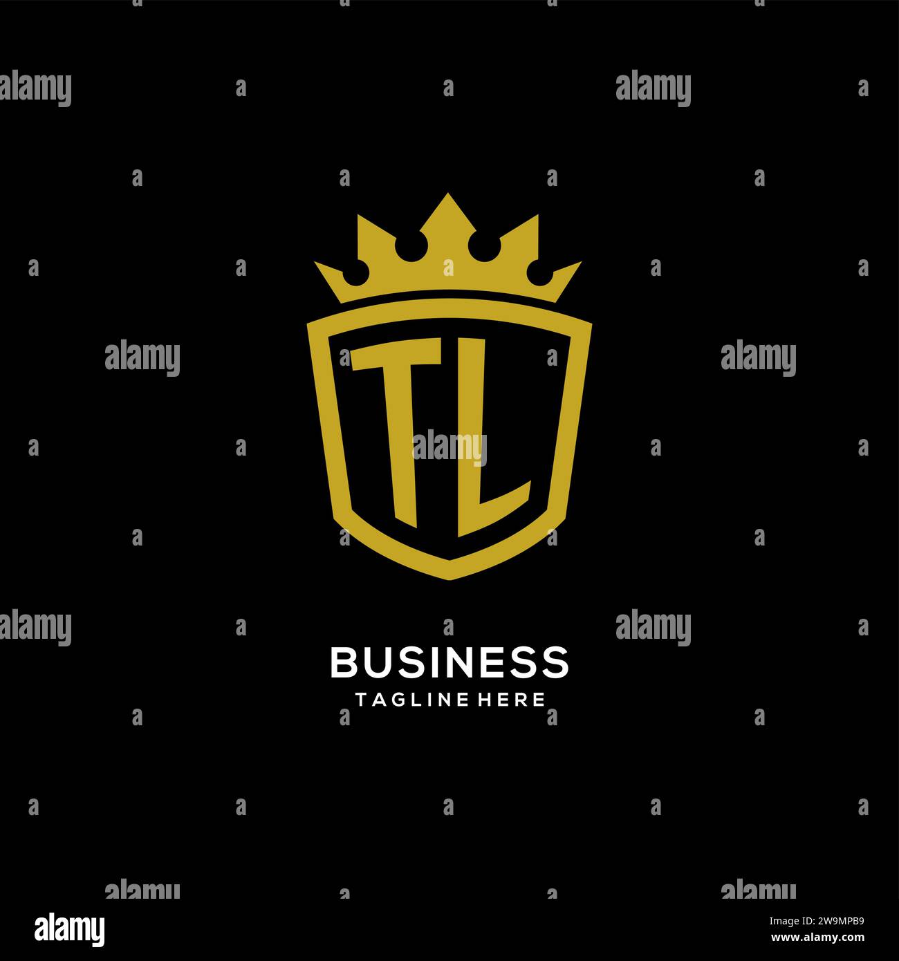 Initial TL logo shield crown style, luxury elegant monogram logo design vector graphic Stock Vector