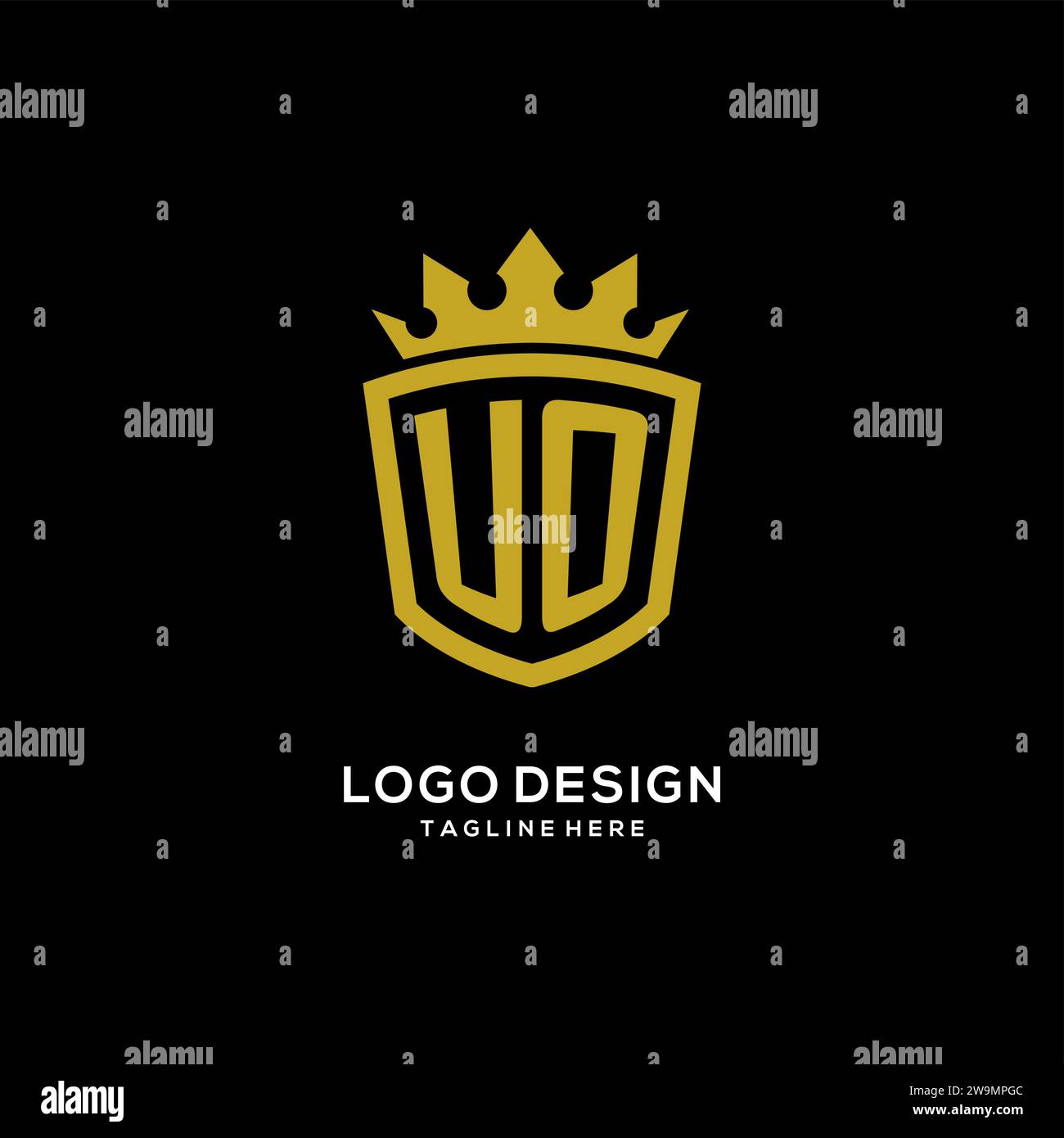 Initial UO logo shield crown style, luxury elegant monogram logo design vector graphic Stock Vector
