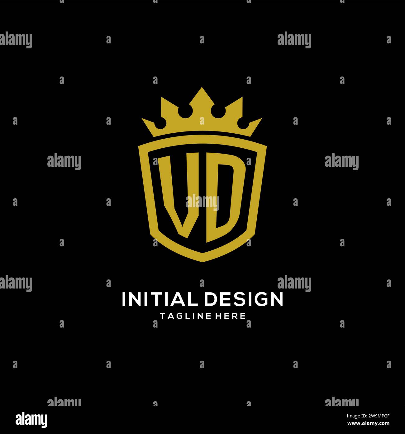 Initial VD logo shield crown style, luxury elegant monogram logo design vector graphic Stock Vector