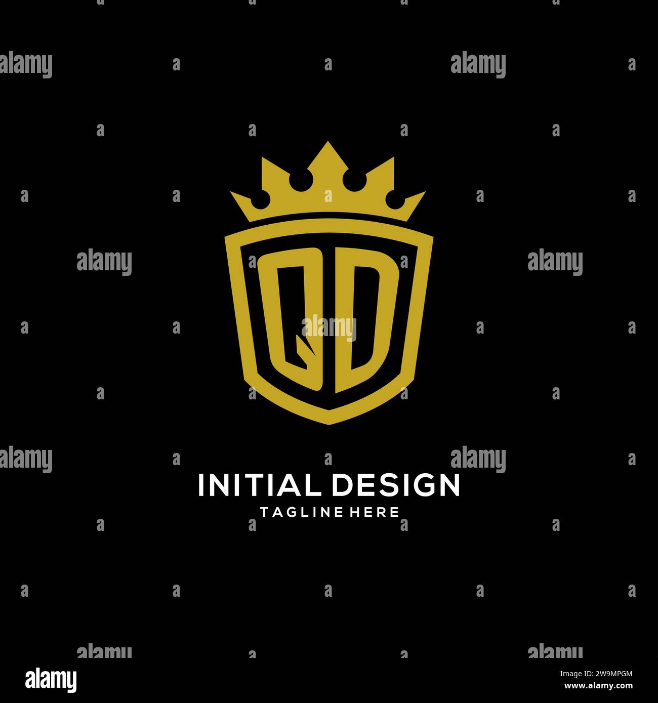 Initial QD logo shield crown style, luxury elegant monogram logo design vector graphic Stock Vector