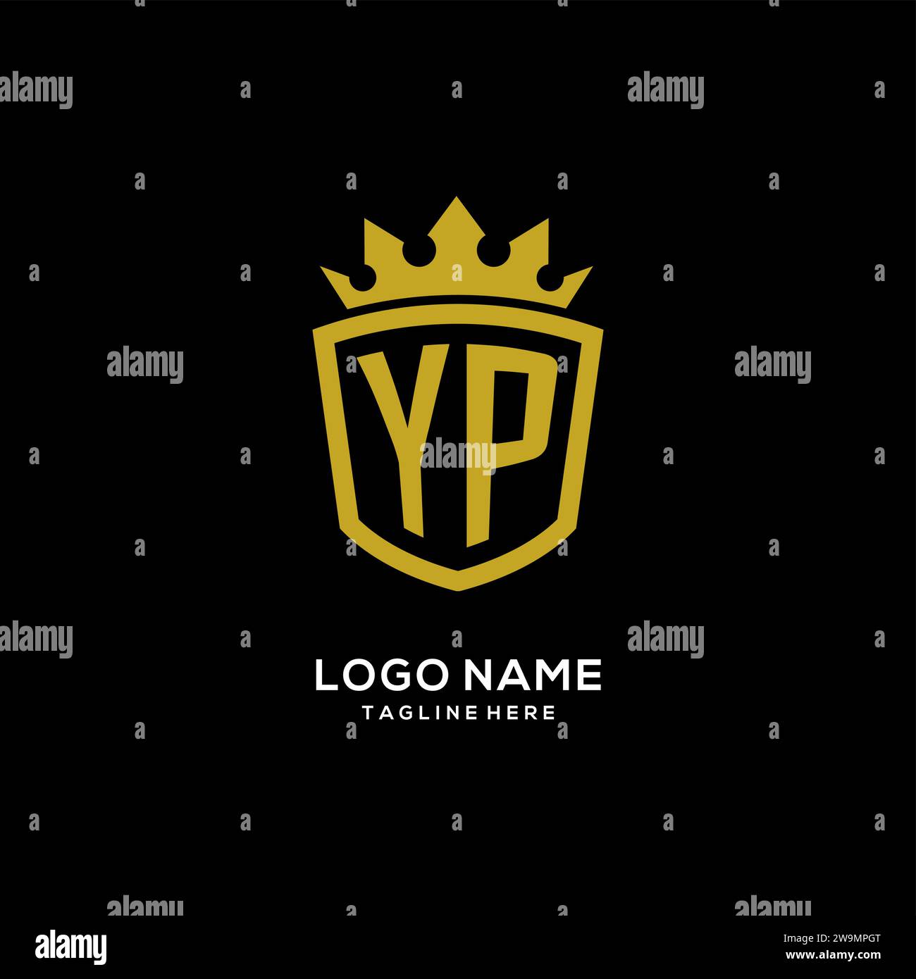 Initial YP logo shield crown style, luxury elegant monogram logo design vector graphic Stock Vector