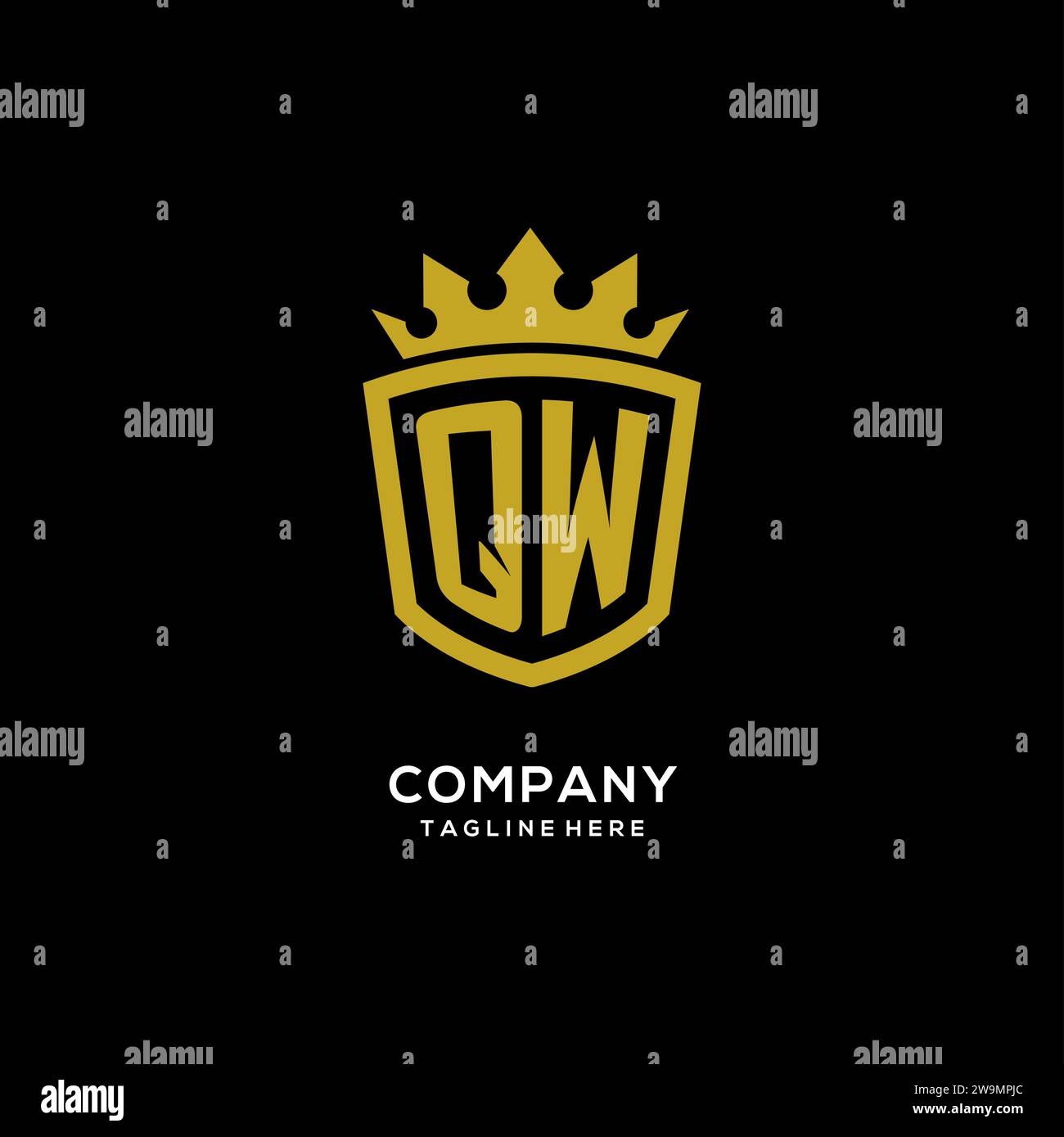 Initial QW logo shield crown style, luxury elegant monogram logo design vector graphic Stock Vector
