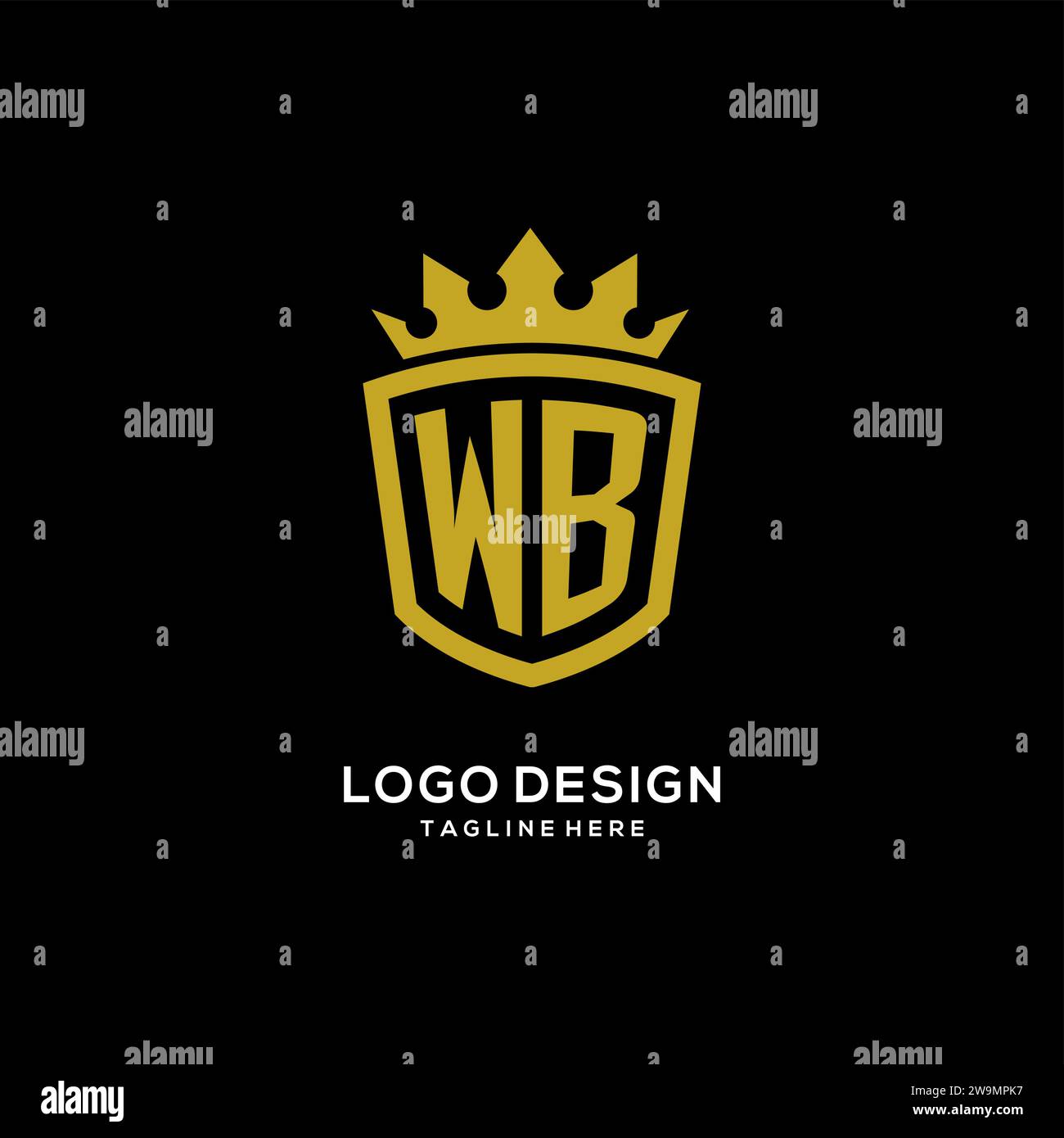 Initial WB logo shield crown style, luxury elegant monogram logo design