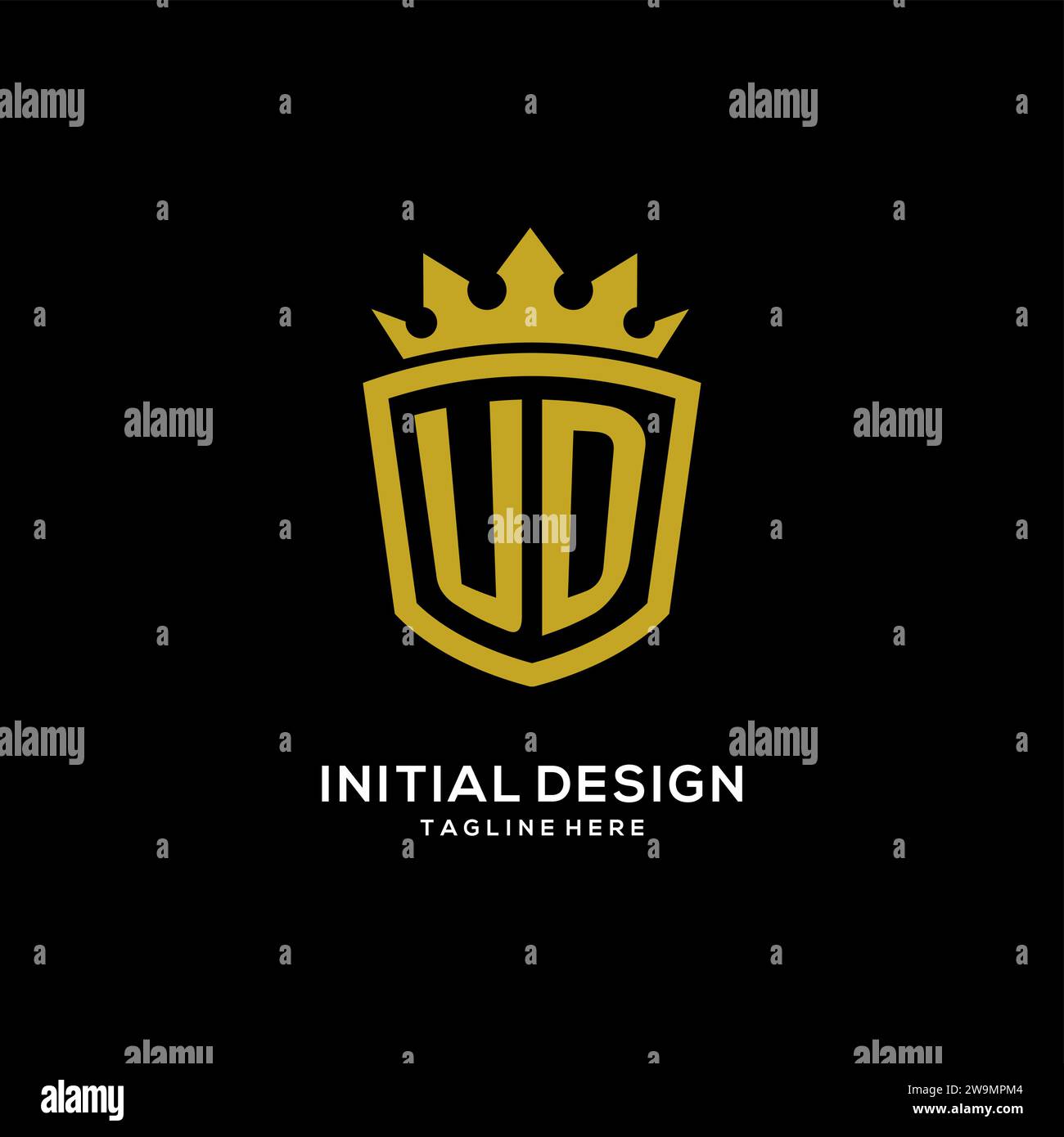 Initial UD logo shield crown style, luxury elegant monogram logo design vector graphic Stock Vector