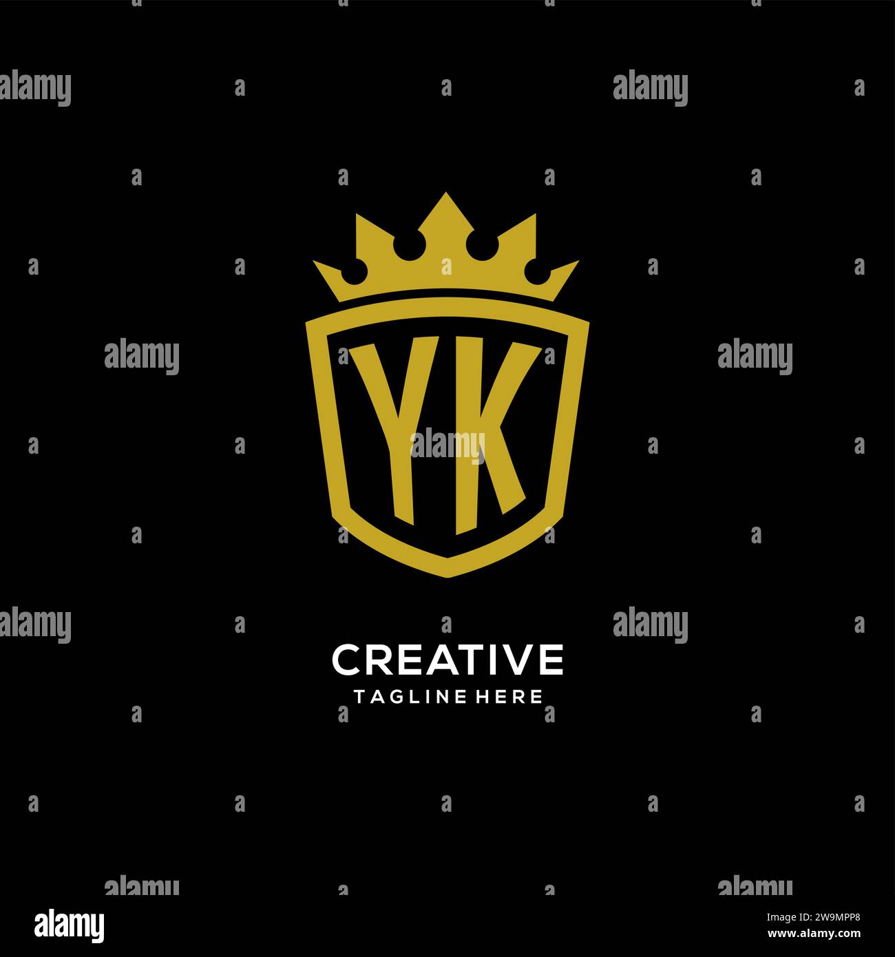 Initial YK logo shield crown style, luxury elegant monogram logo design vector graphic Stock Vector