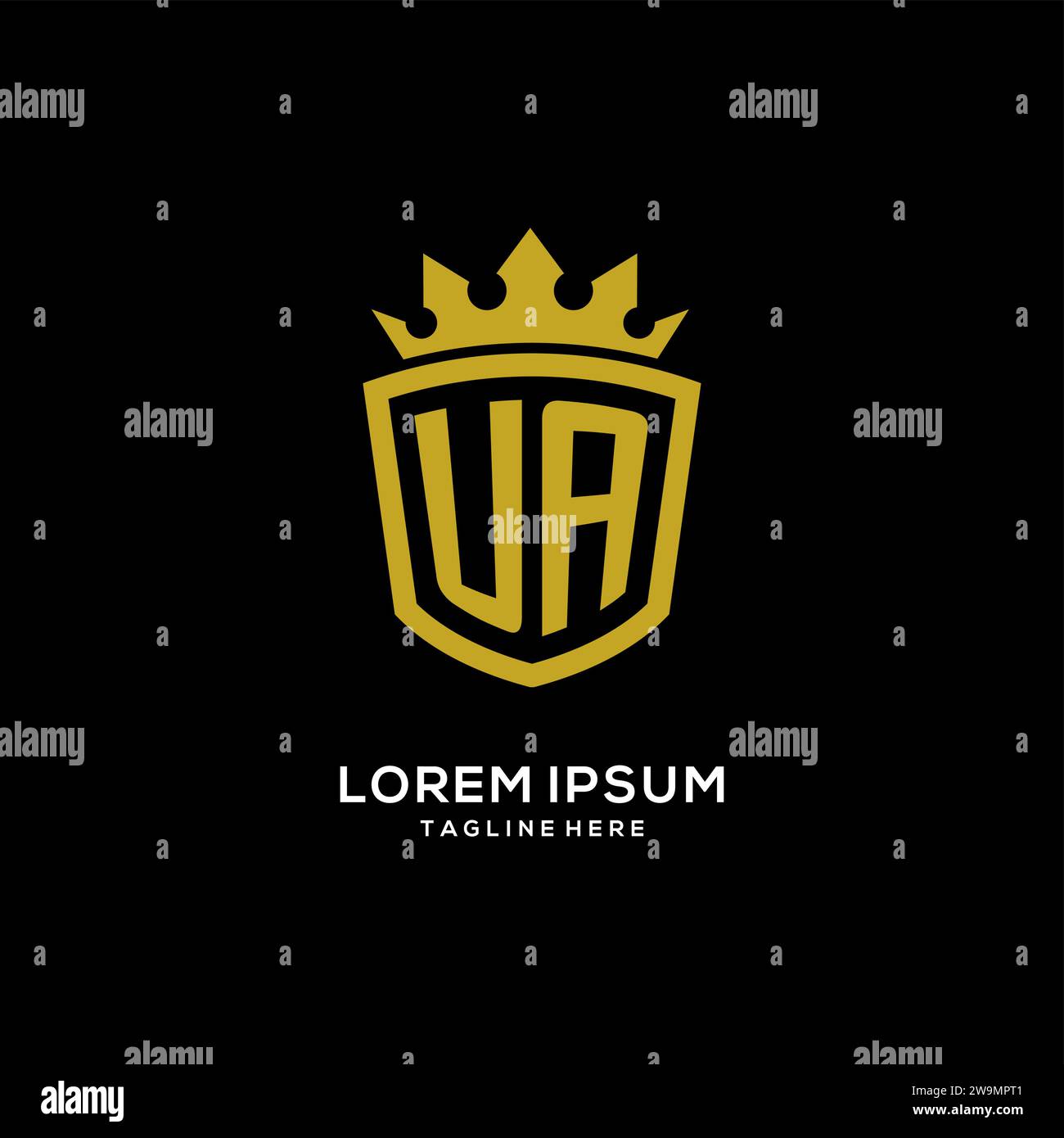 Initial UA logo shield crown style, luxury elegant monogram logo design vector graphic Stock Vector