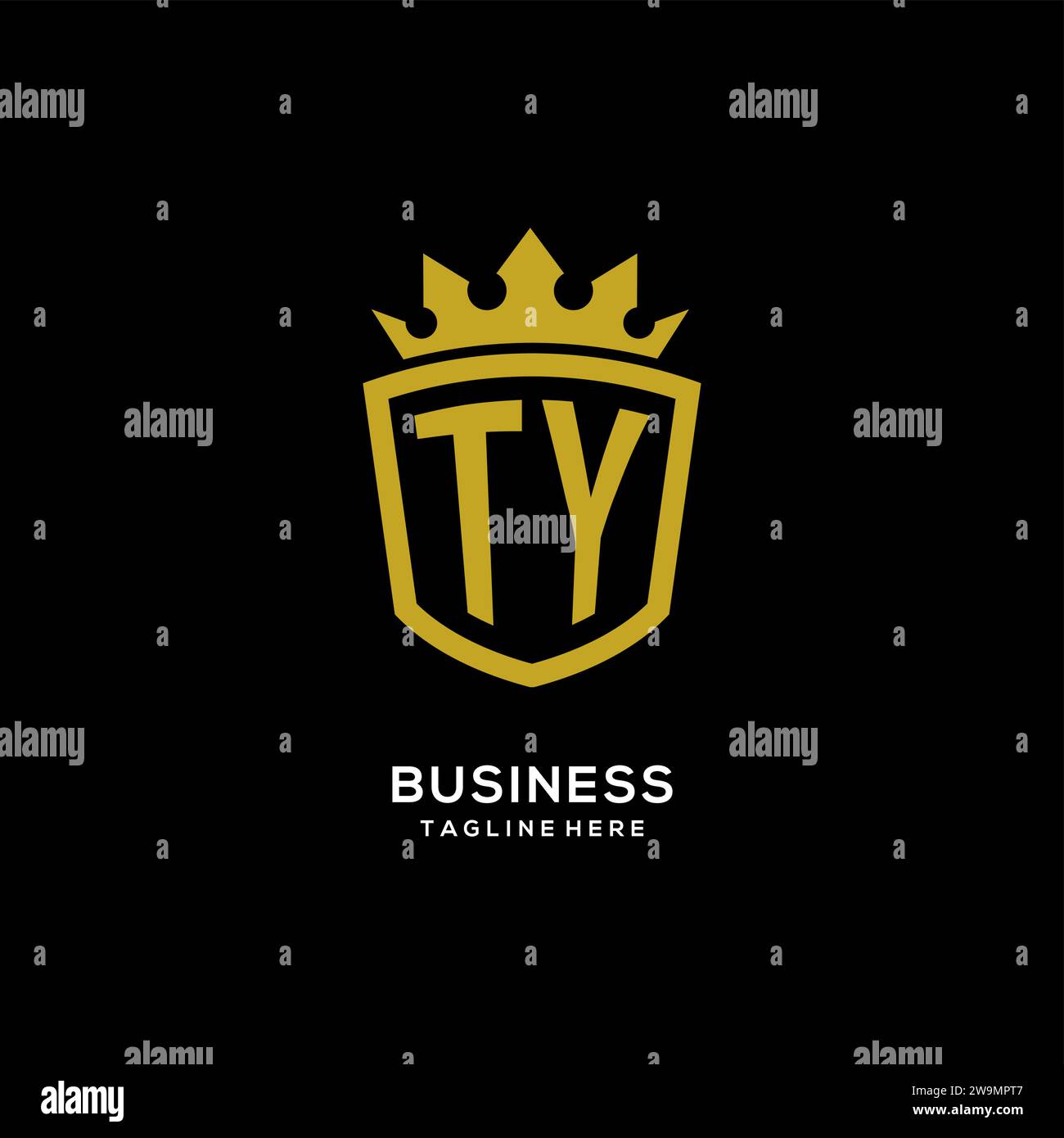 Initial TY logo shield crown style, luxury elegant monogram logo design vector graphic Stock Vector