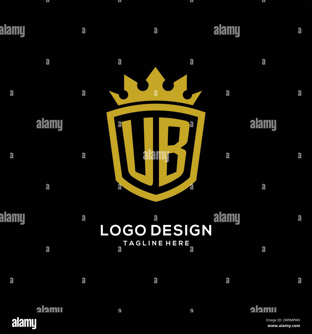Initial UB logo shield crown style, luxury elegant monogram logo design vector graphic Stock Vector
