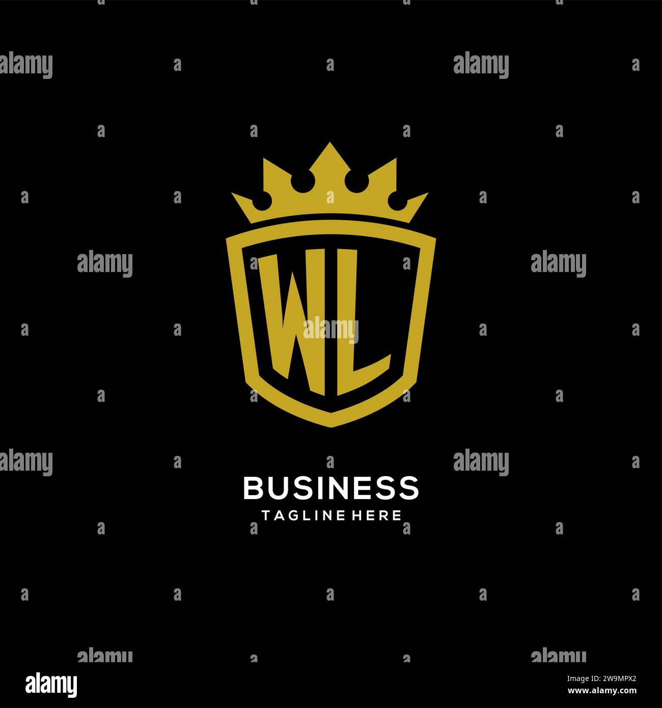 Initial WL logo shield crown style, luxury elegant monogram logo design vector graphic Stock Vector