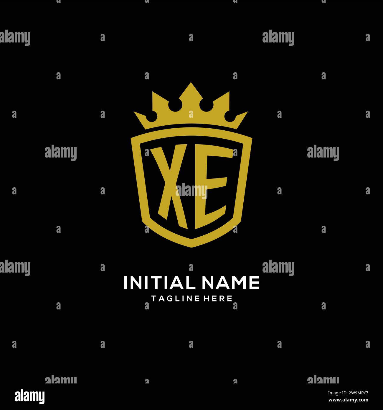 Initial XE logo shield crown style, luxury elegant monogram logo design vector graphic Stock Vector