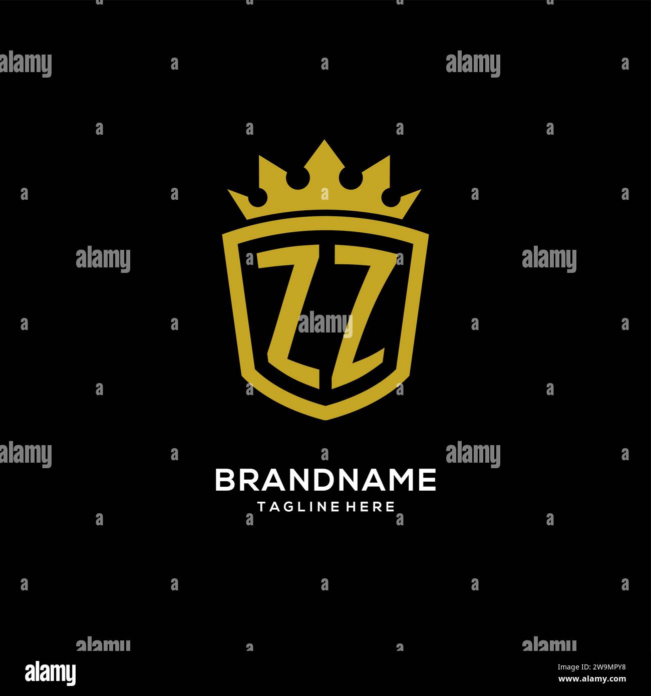 Initial ZZ logo shield crown style, luxury elegant monogram logo design vector graphic Stock Vector