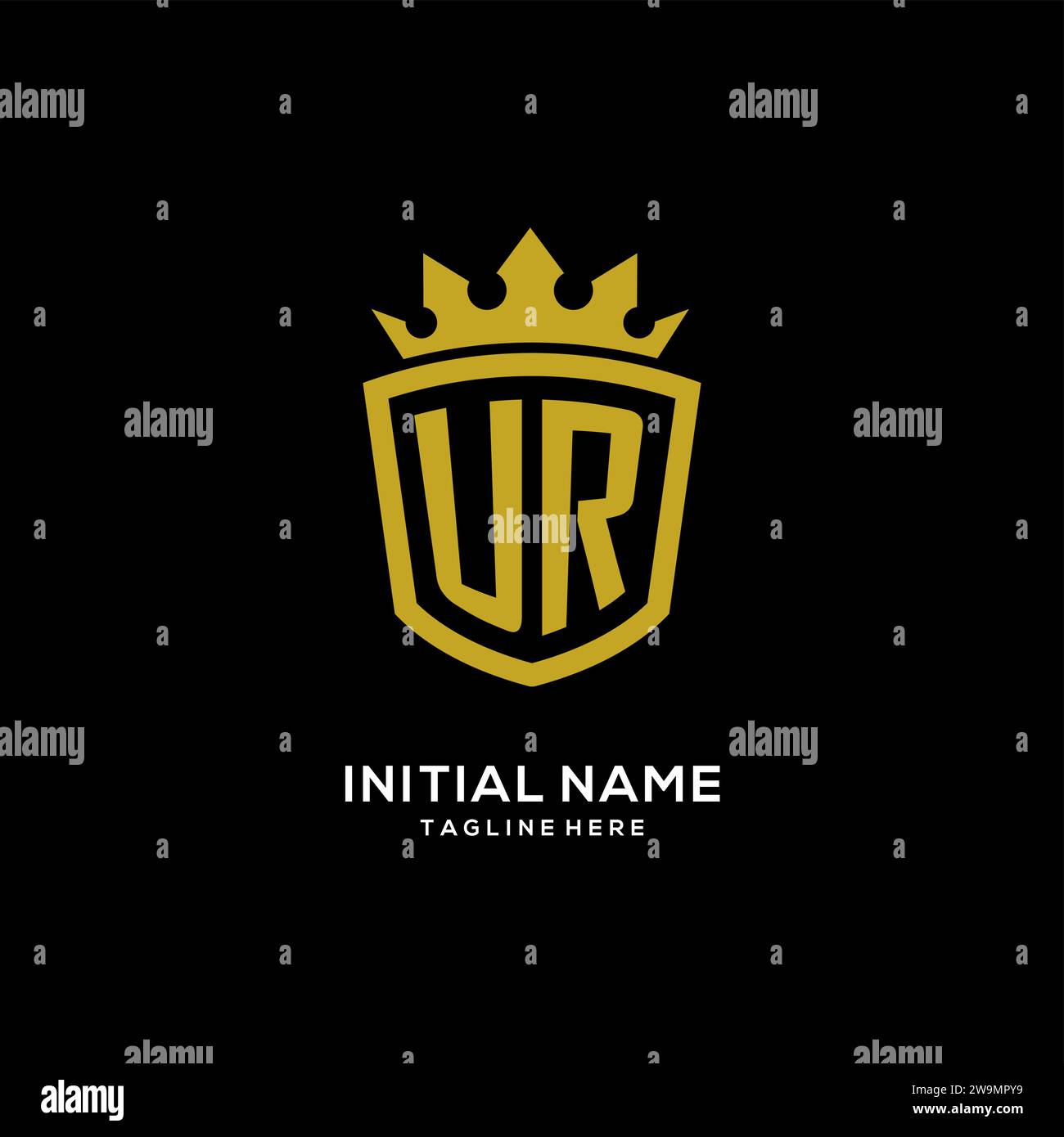Initial UR logo shield crown style, luxury elegant monogram logo design vector graphic Stock Vector