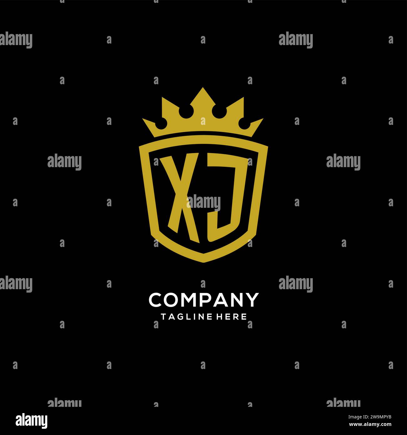 Initial XJ logo shield crown style, luxury elegant monogram logo design vector graphic Stock Vector