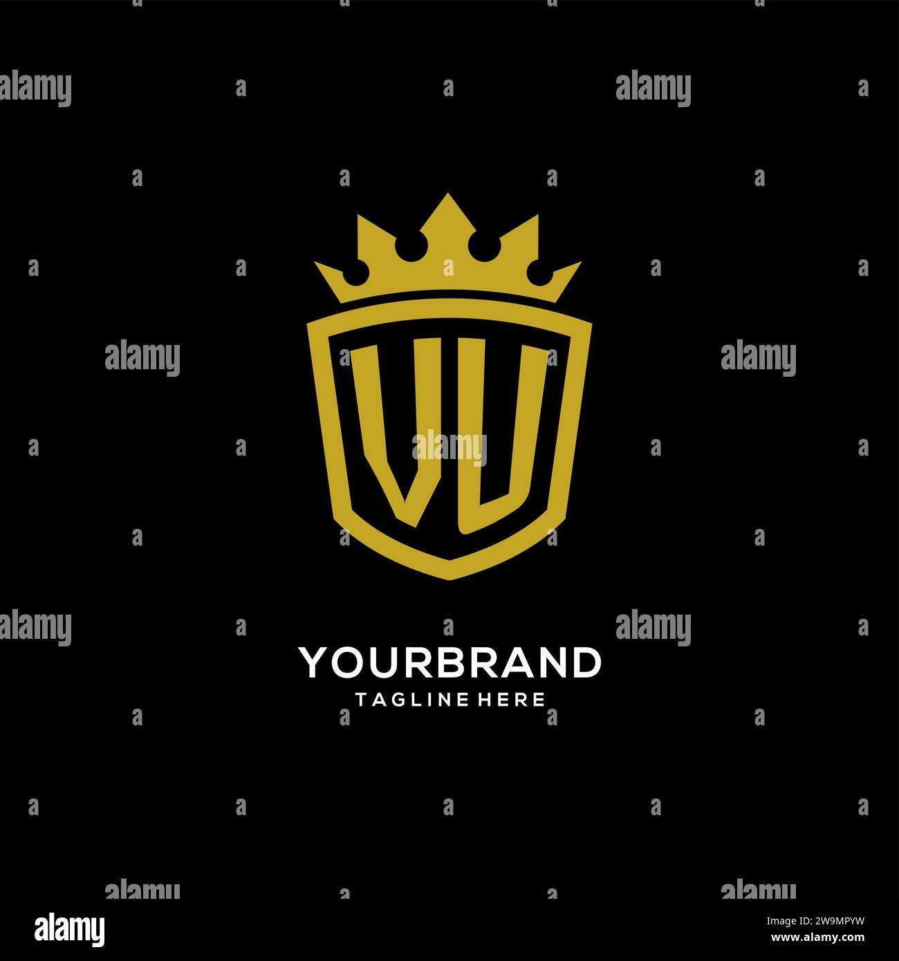 Initial VU logo shield crown style, luxury elegant monogram logo design vector graphic Stock Vector