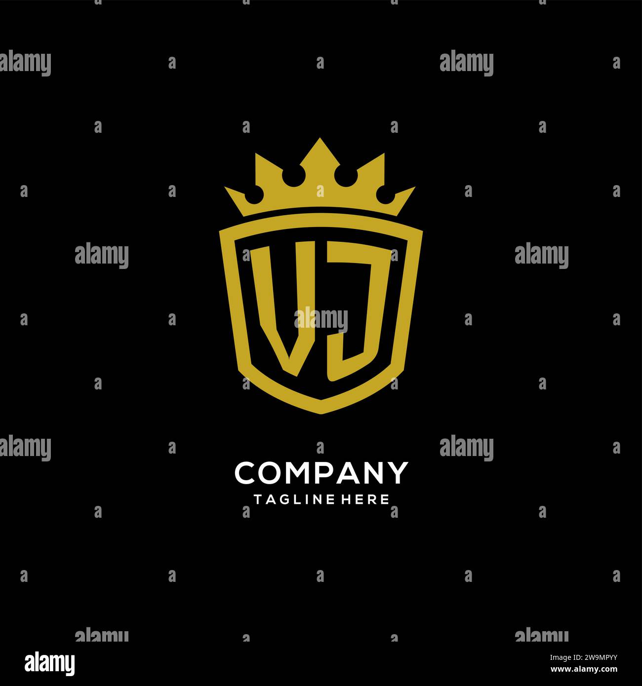 Initial VJ logo shield crown style, luxury elegant monogram logo design vector graphic Stock Vector