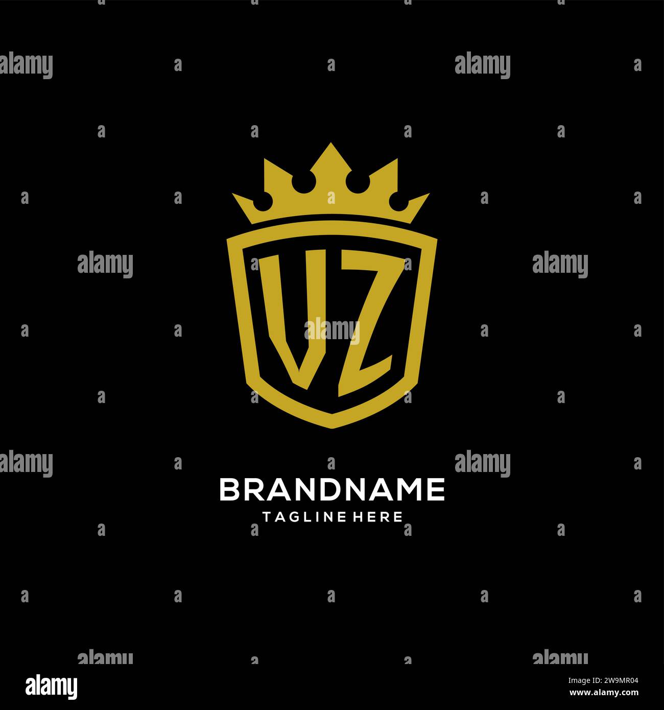 Initial VZ logo shield crown style, luxury elegant monogram logo design vector graphic Stock Vector