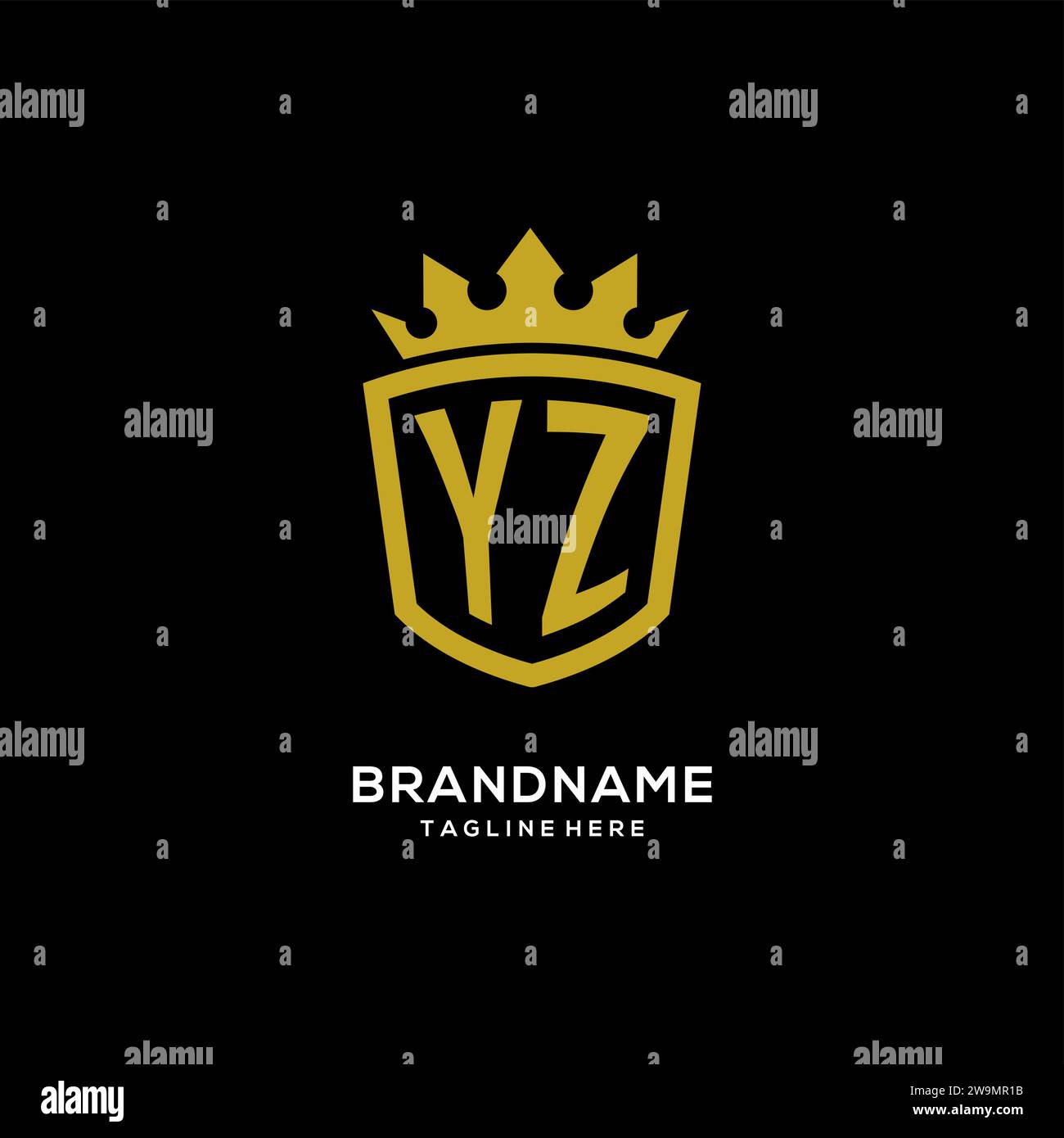 Initial YZ logo shield crown style, luxury elegant monogram logo design vector graphic Stock Vector