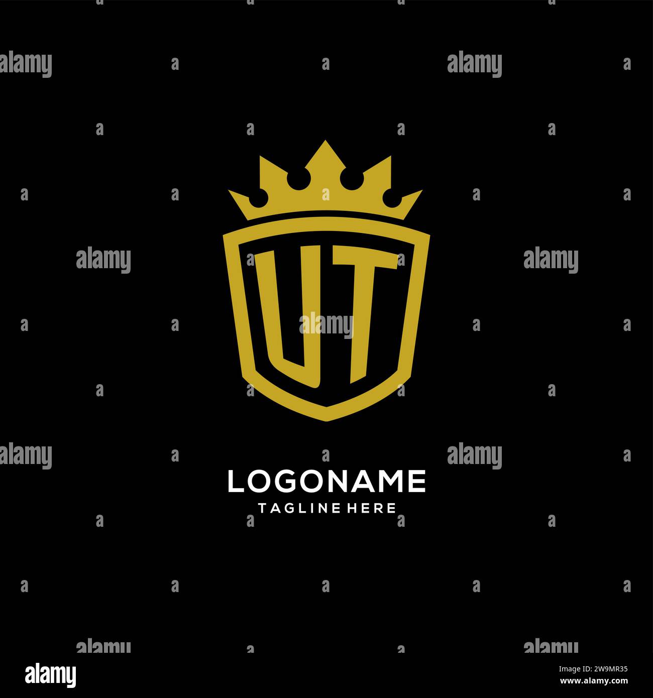 Initial UT logo shield crown style, luxury elegant monogram logo design vector graphic Stock Vector